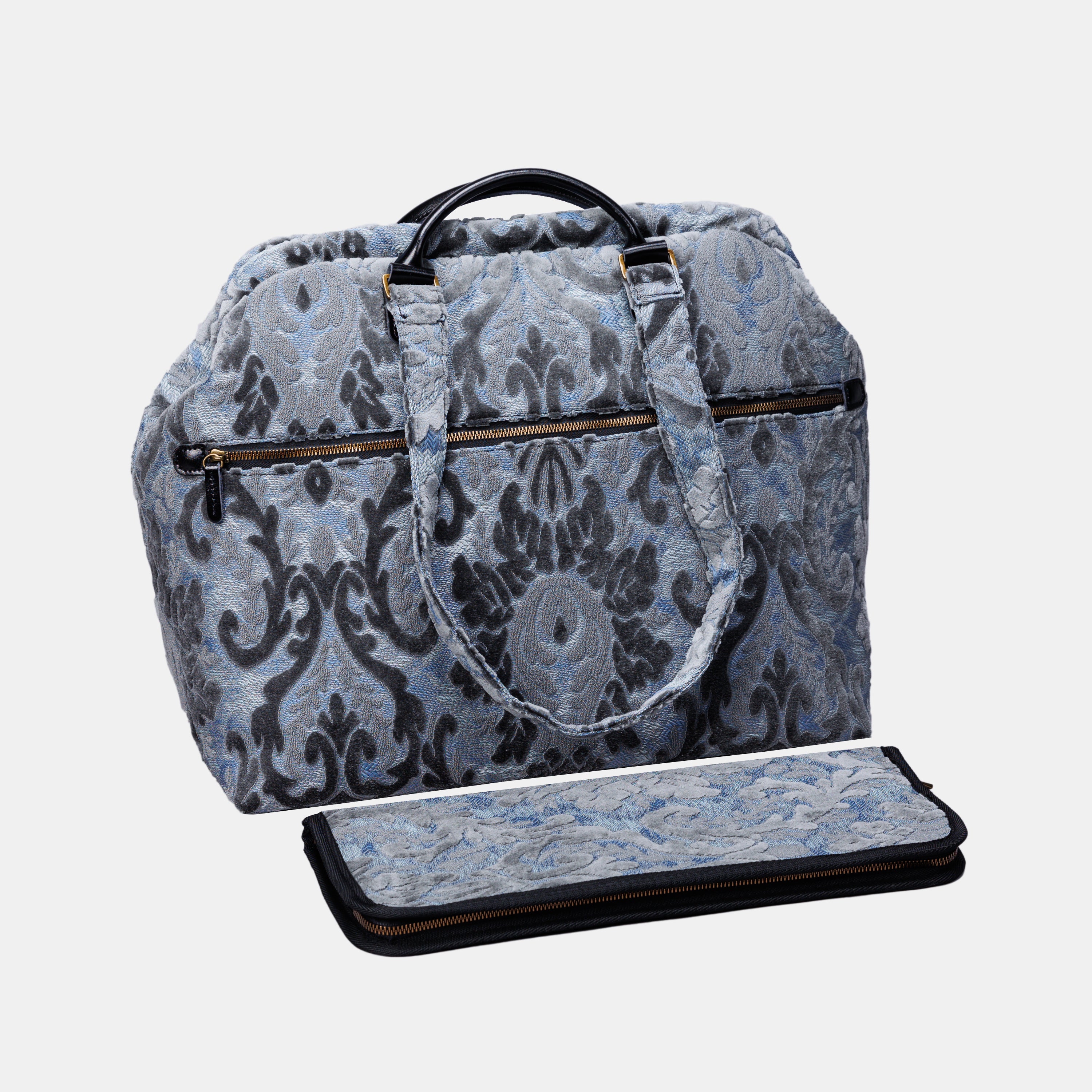 Burnout Velvet Steel Blue Knitting Project Bag MCW Handmade-4