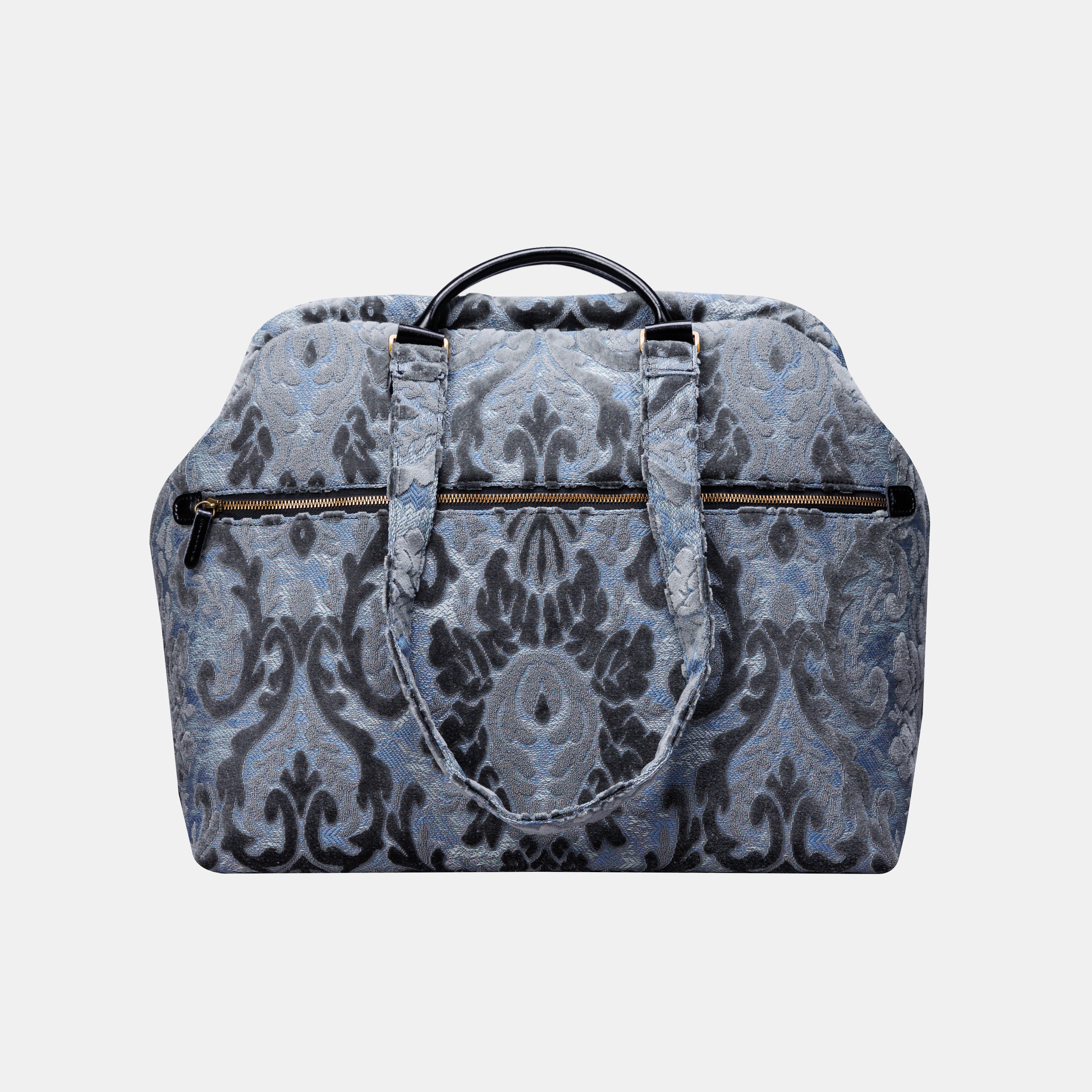 Burnout Velvet Steel Blue Knitting Project Bag MCW Handmade-3