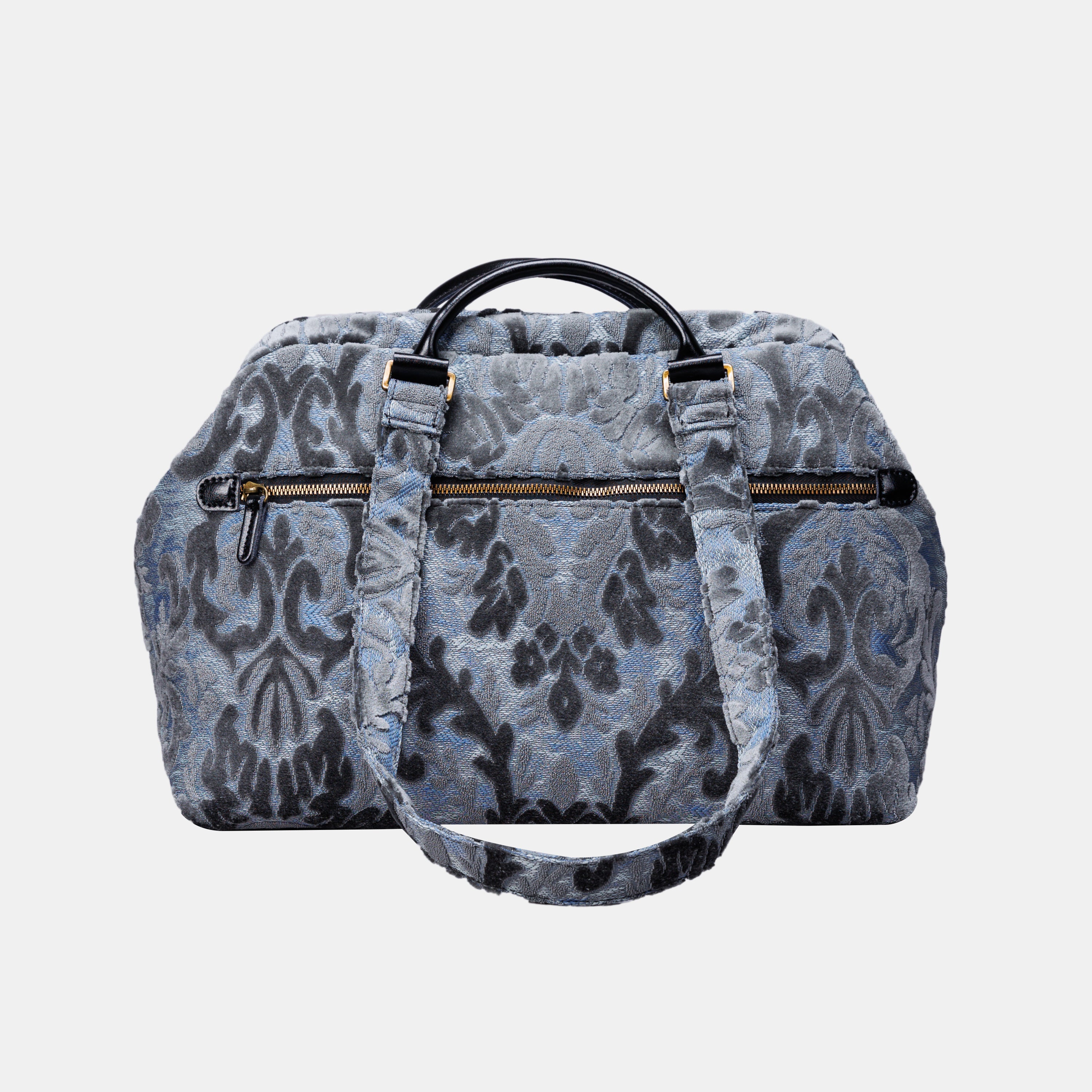 Burnout Velvet Steel Blue Knitting Project Bag MCW Handmade-6