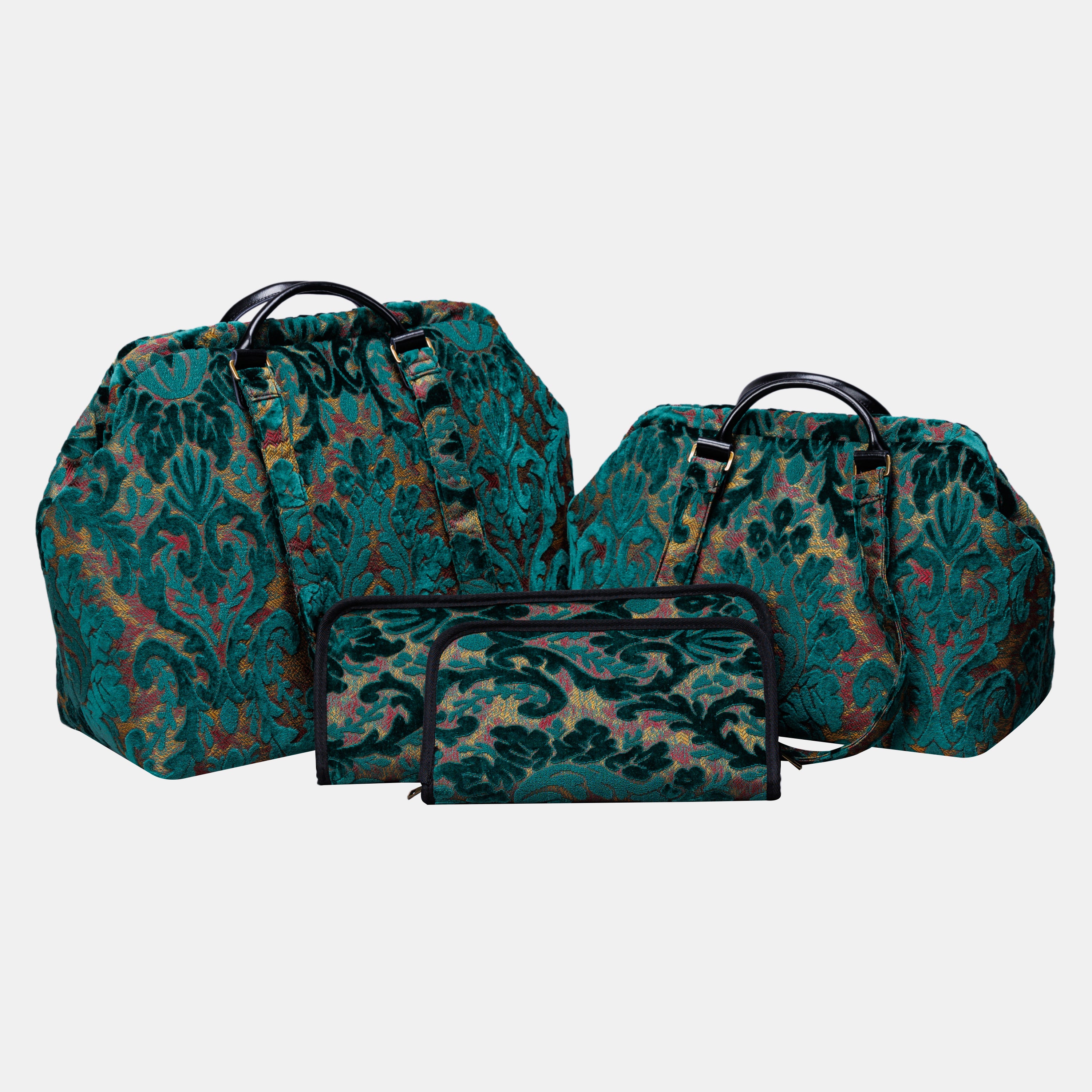 Burnout Velvet Jade Green Knitting Project Bag MCW Handmade-1
