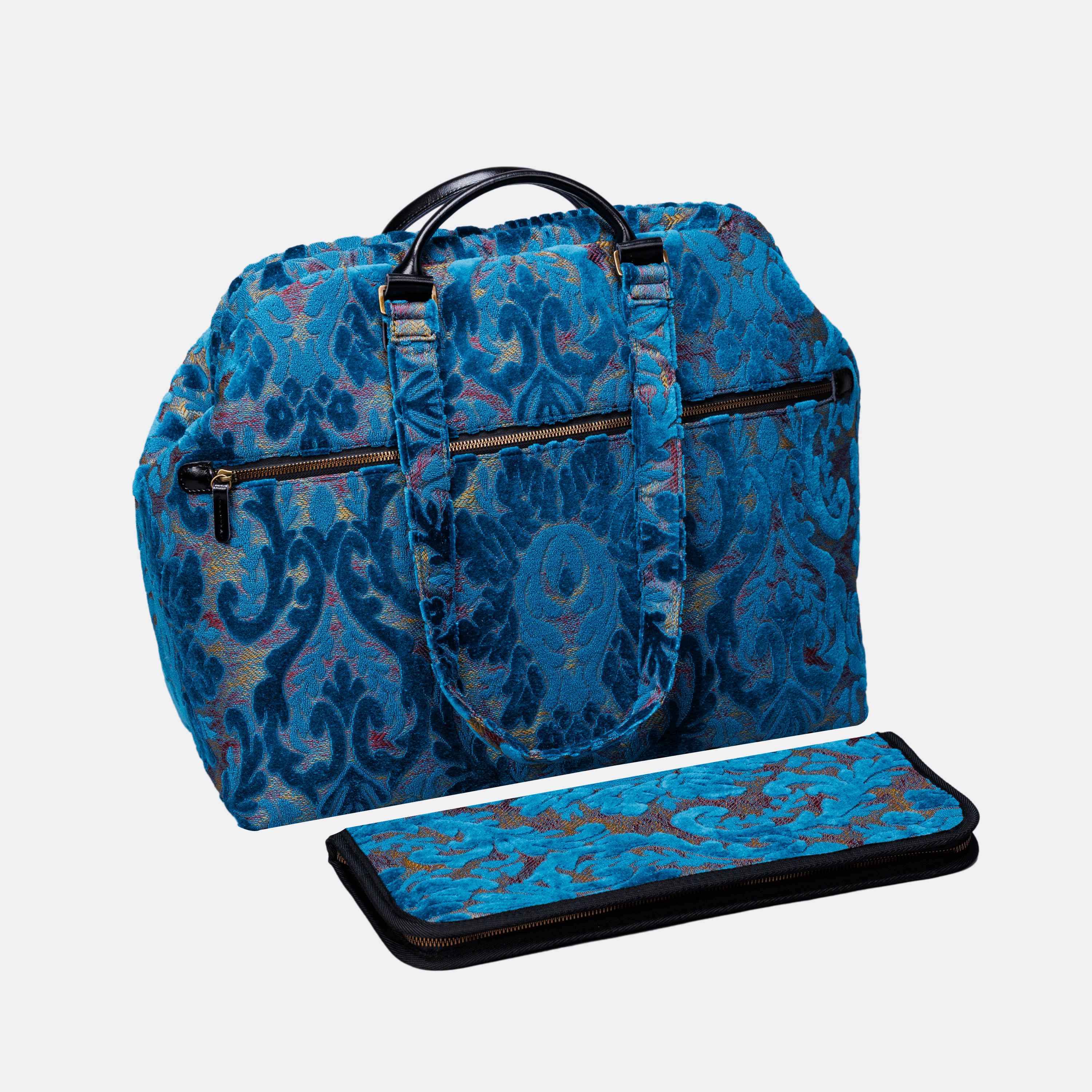 Burnout Velvet Aqua Blue Knitting Project Bag MCW Handmade-4