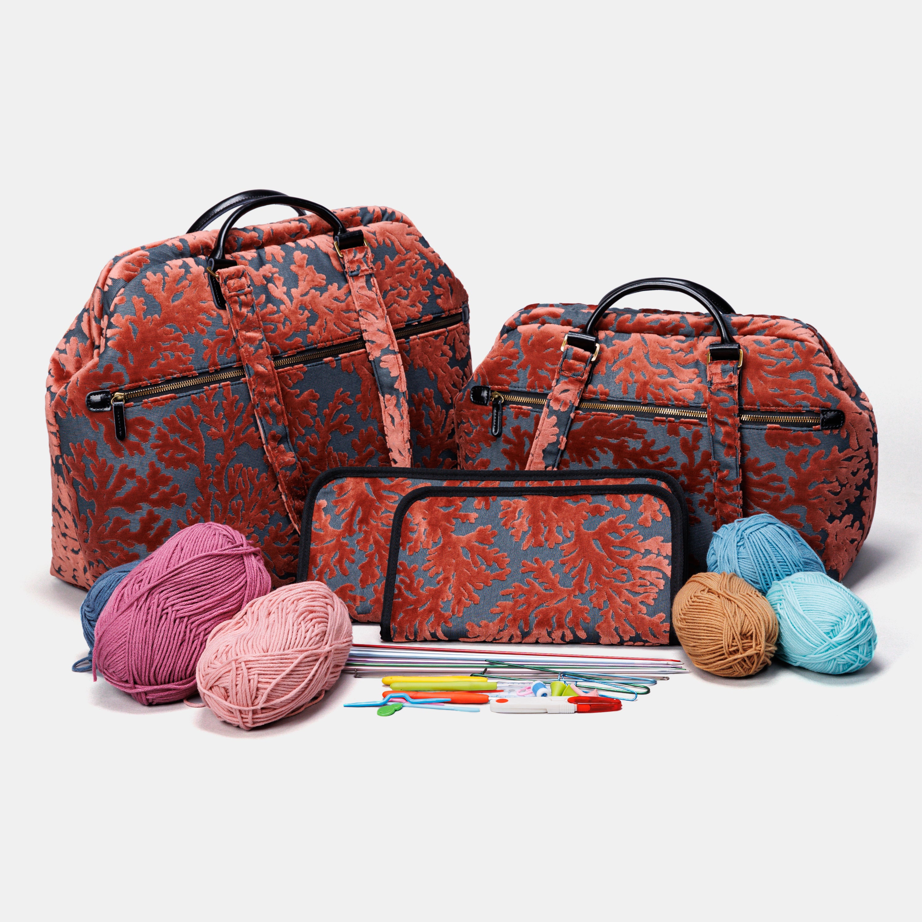 St Tropez Scuba Coral Knitting Project Bag MCW Handmade