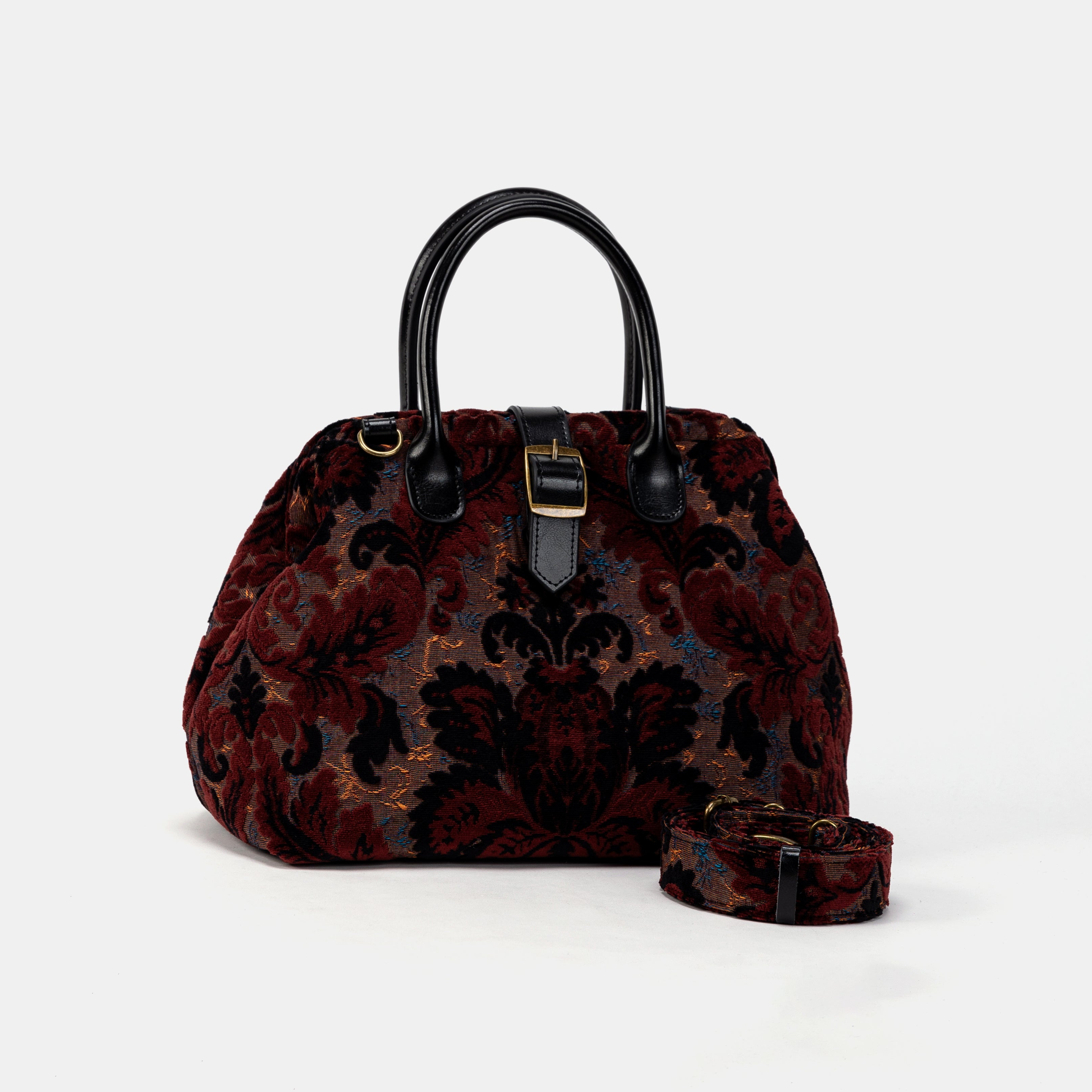 Burnout Velvet Revival Sephia Carpet Handbag Purse with belt