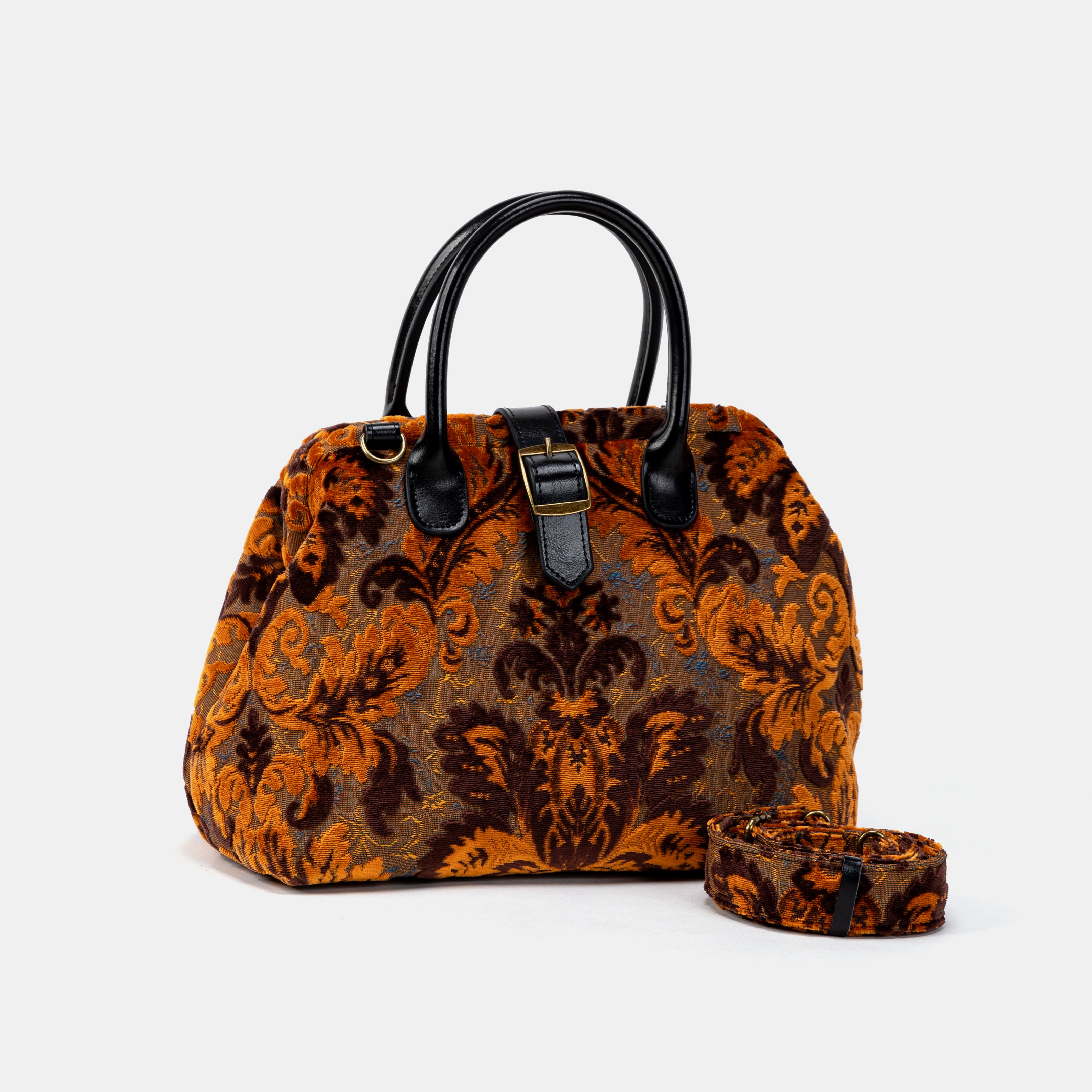 Burnout Velvet Revival Sienna Carpet Handbag Purse with belt