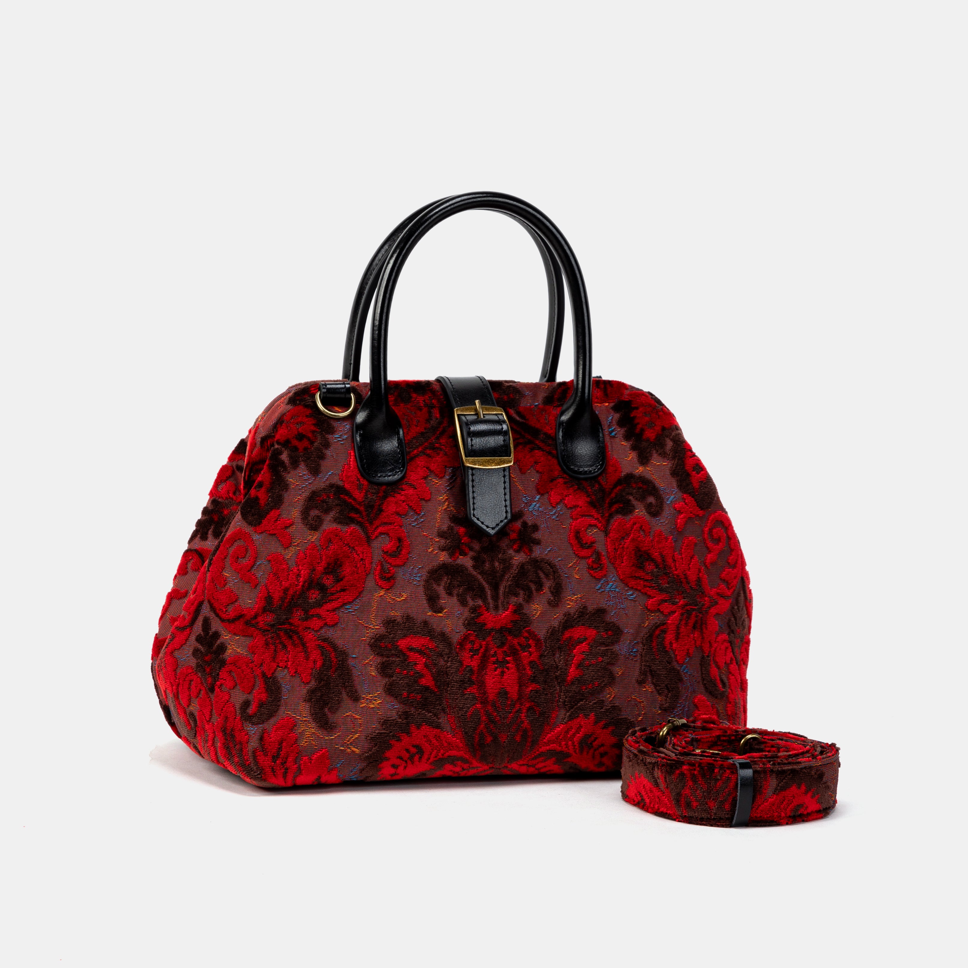Burnout Velvet Revival Scarlet Carpet Handbag Purse with belt