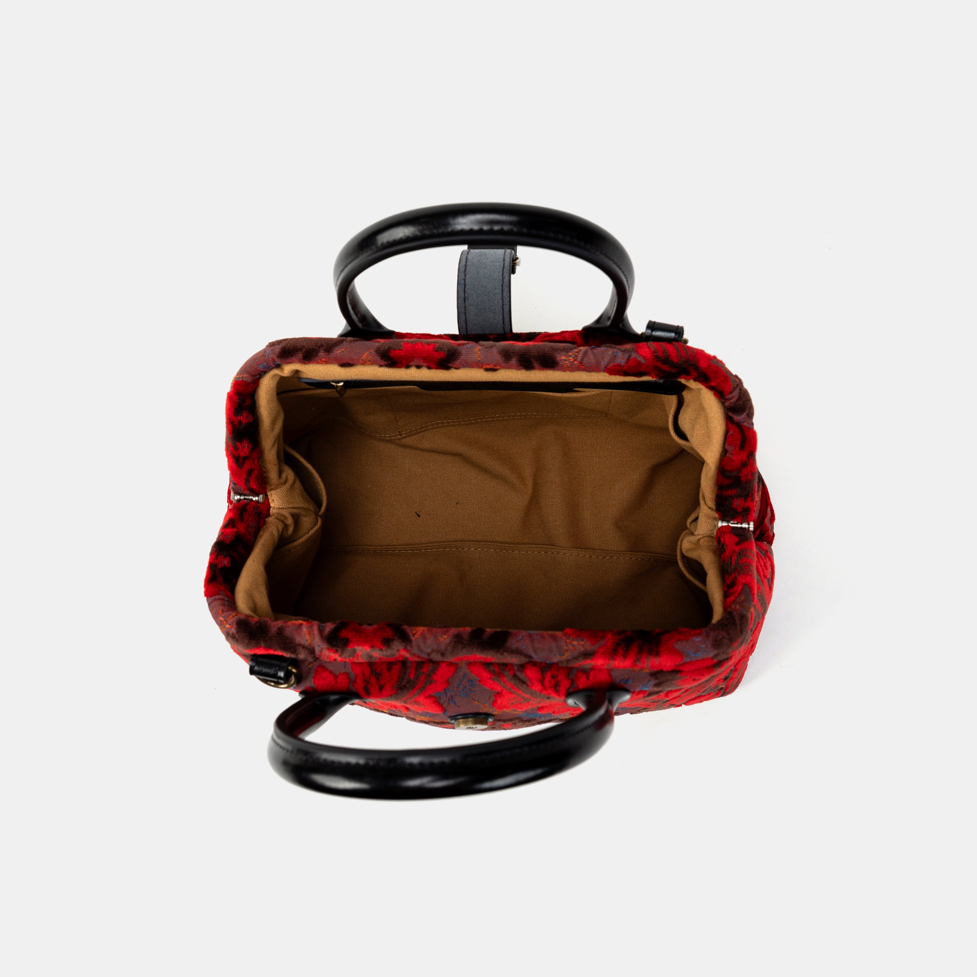 Burnout Velvet Revival Scarlet Carpet Handbag Purse inside