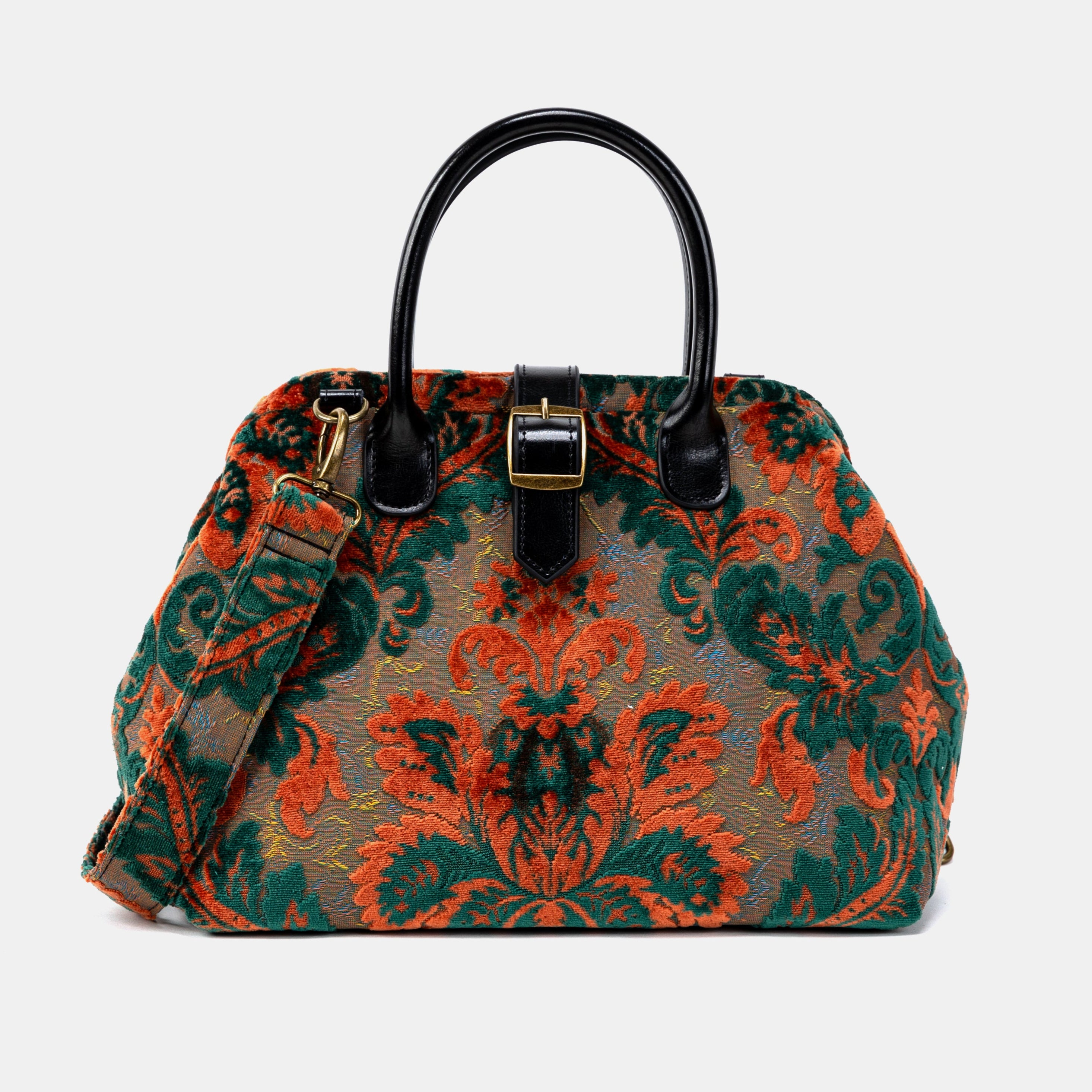 Burnout Velvet Revival Jade Carpet Handbag Purse front