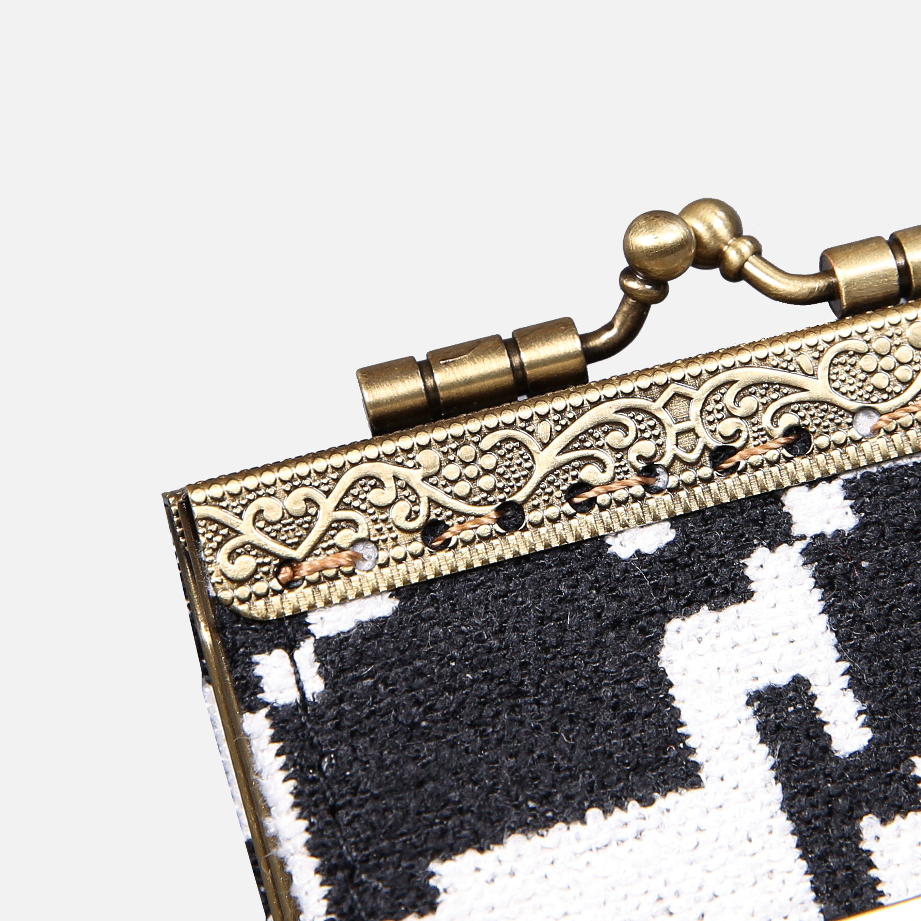 Houndstooth Black Card Wallet MCW Handmade-7