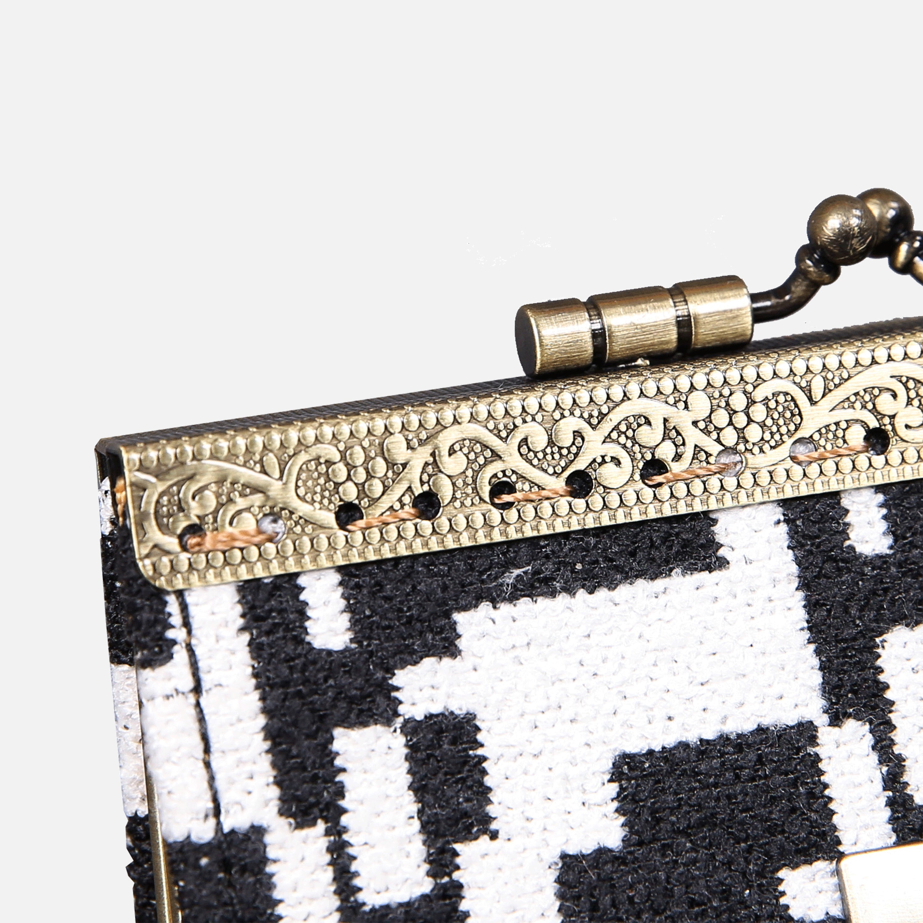 Houndstooth Black Card Wallet MCW Handmade-3