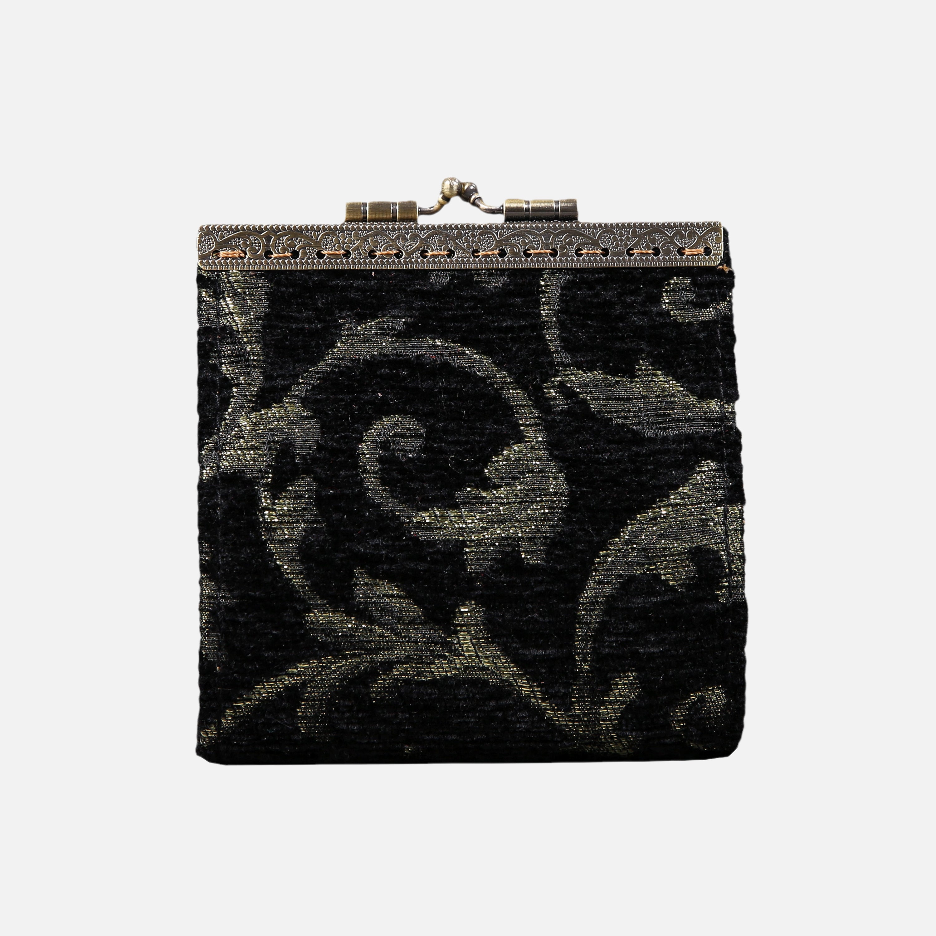 Vintage Scroll Black/D. Green Card Wallet MCW Handmade-1