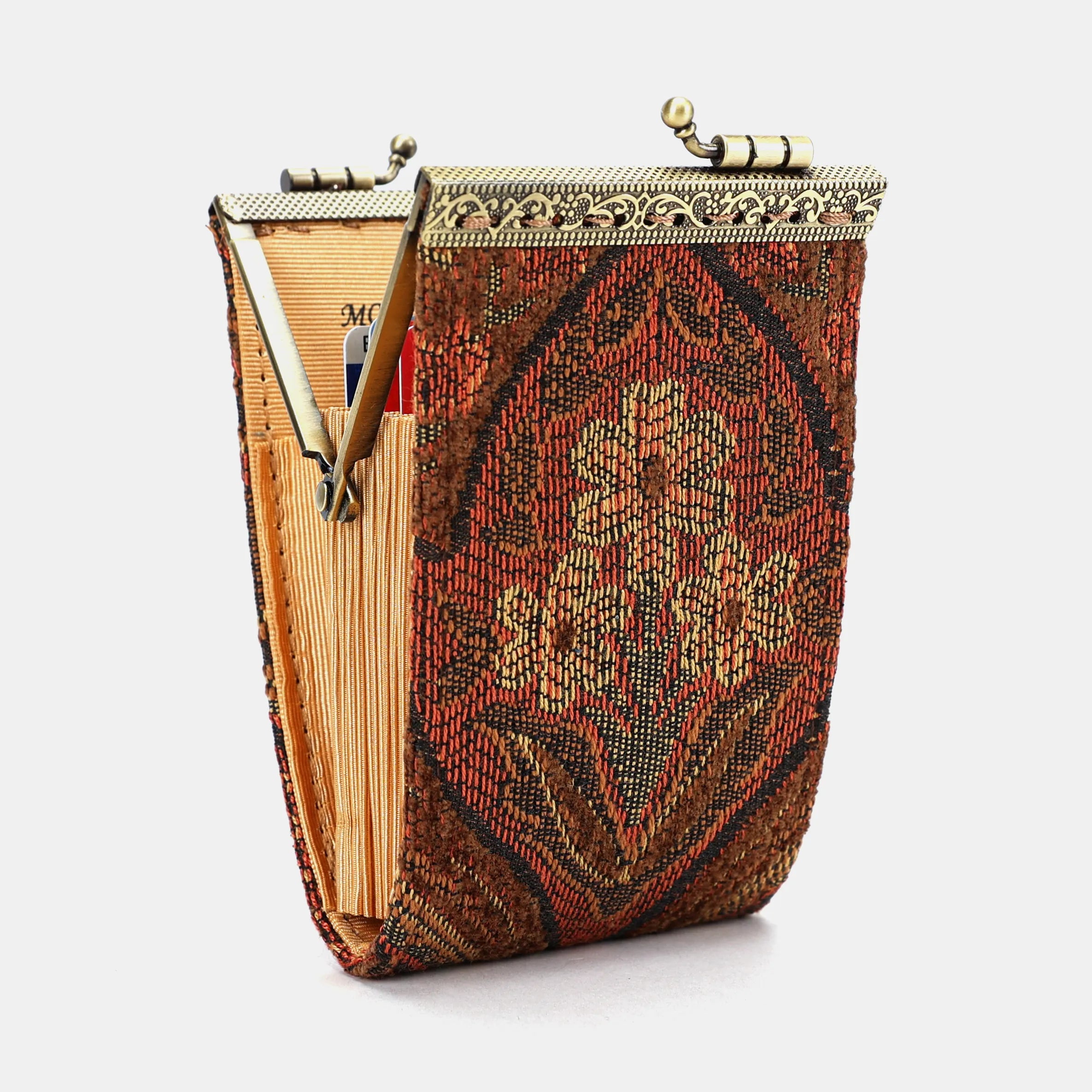 Damask D. Brown Card Wallet Carpetbag of America front side