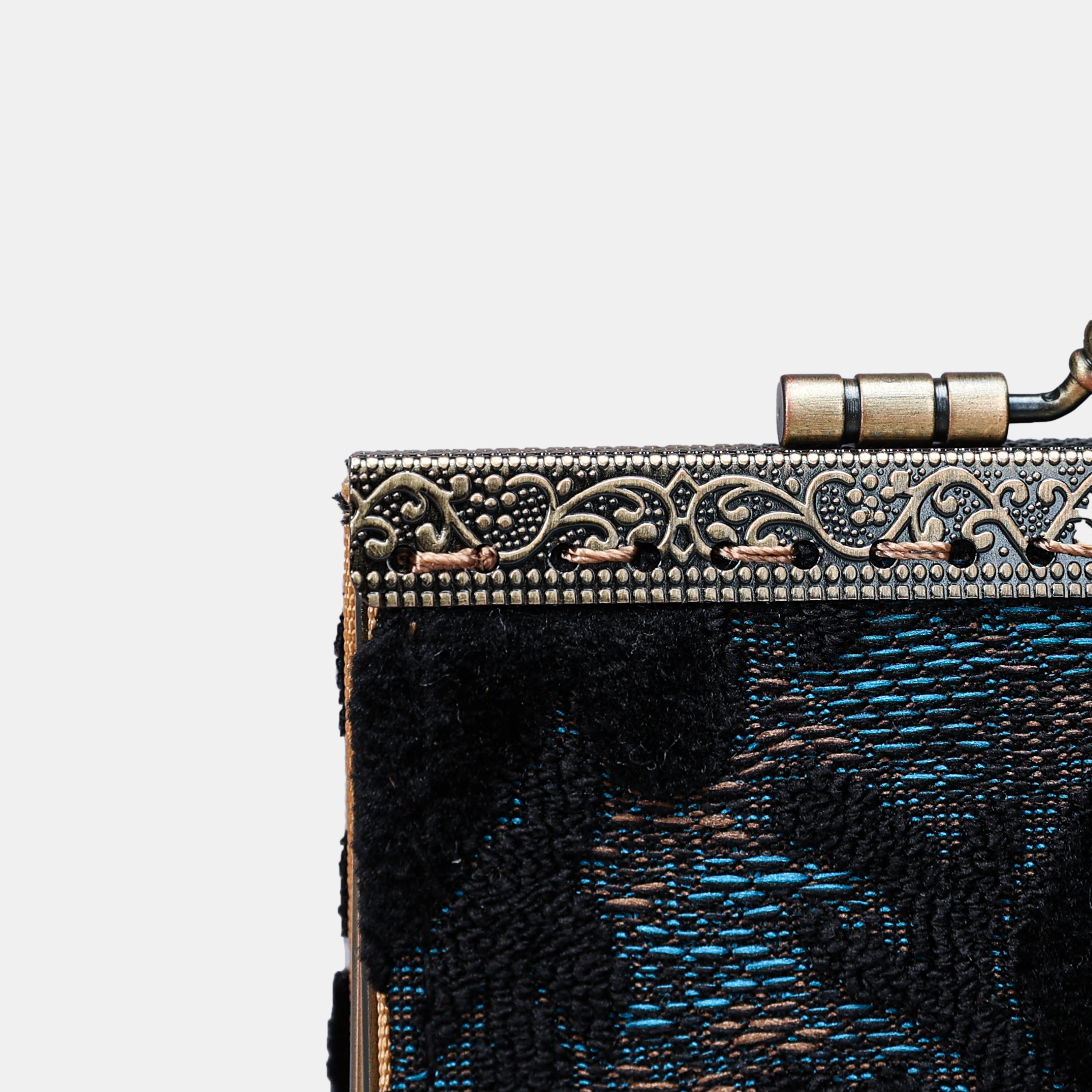 Burnout Velvet Black Card Wallet MCW Handmade-5