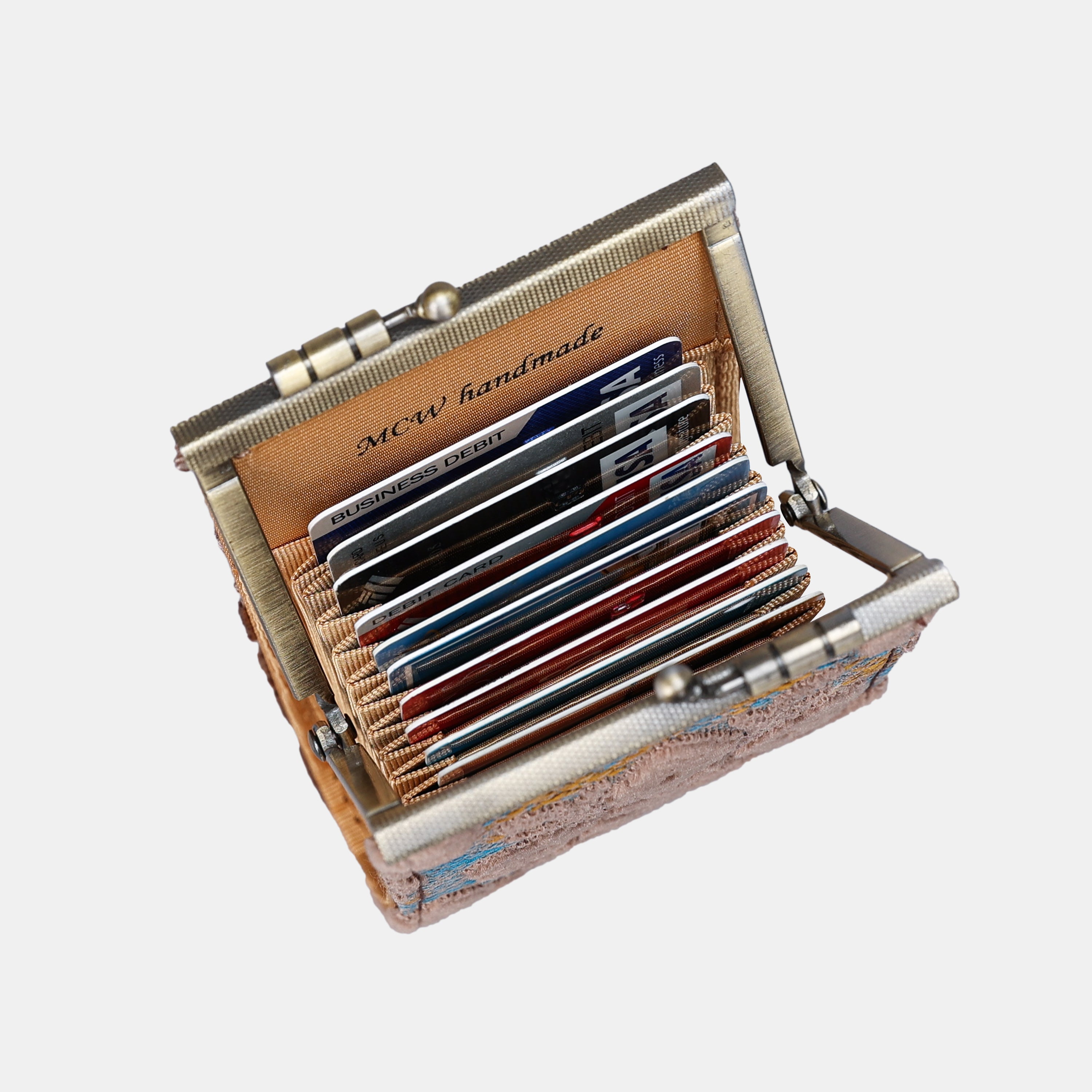 Burnout Velvet Camel Card Wallet MCW Handmade-4