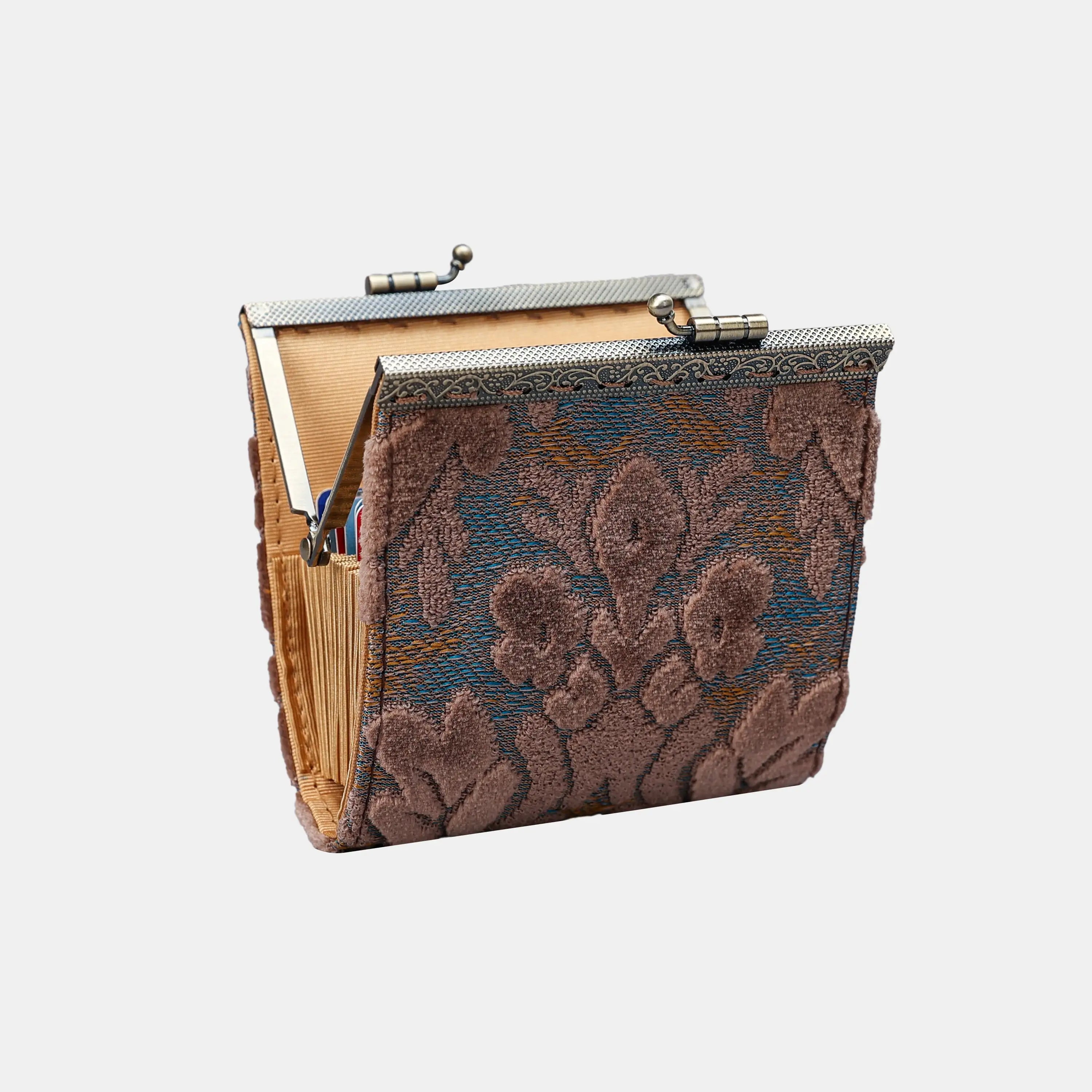 Burnout Velvet Camel Card Wallet of America 17 slots side