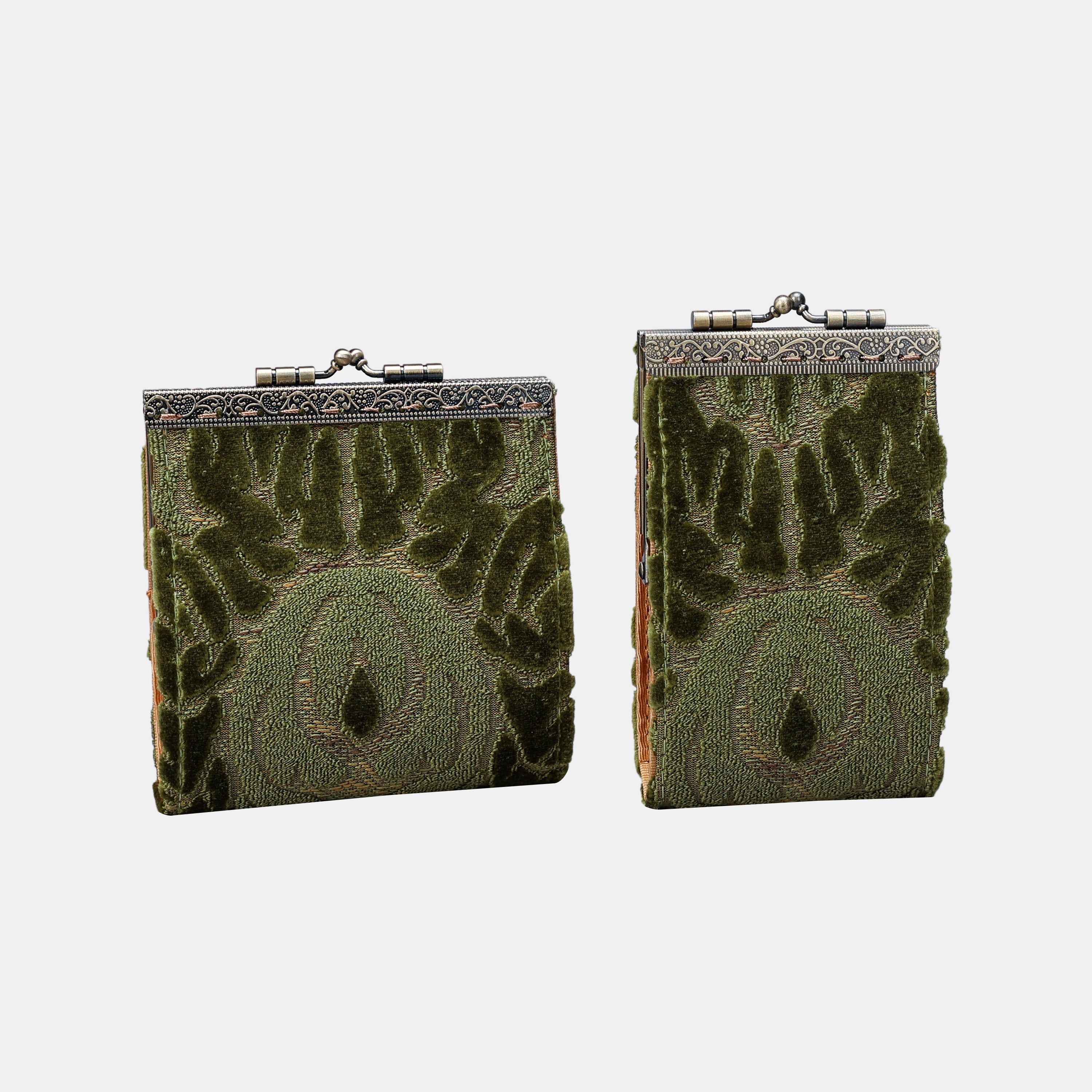 Burnout Velvet Fern Green Card Wallet  MCW Handmade-1