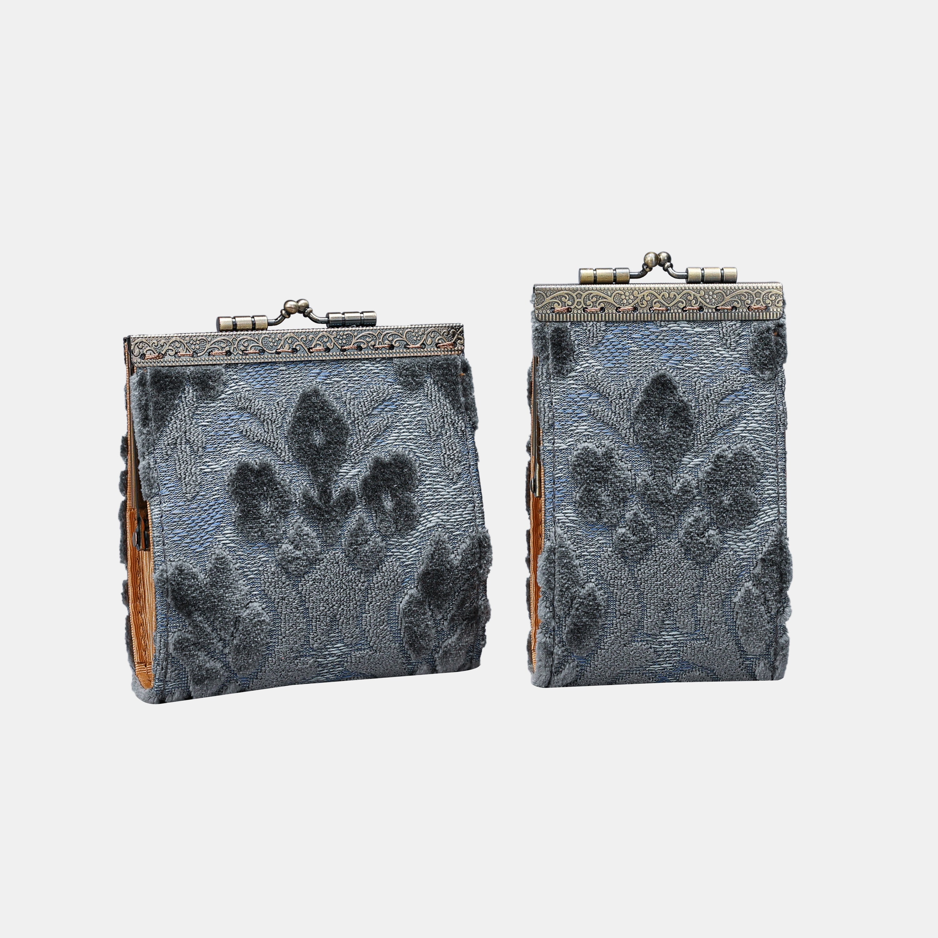 Burnout Velvet Steel Blue Card Wallet MCW Handmade