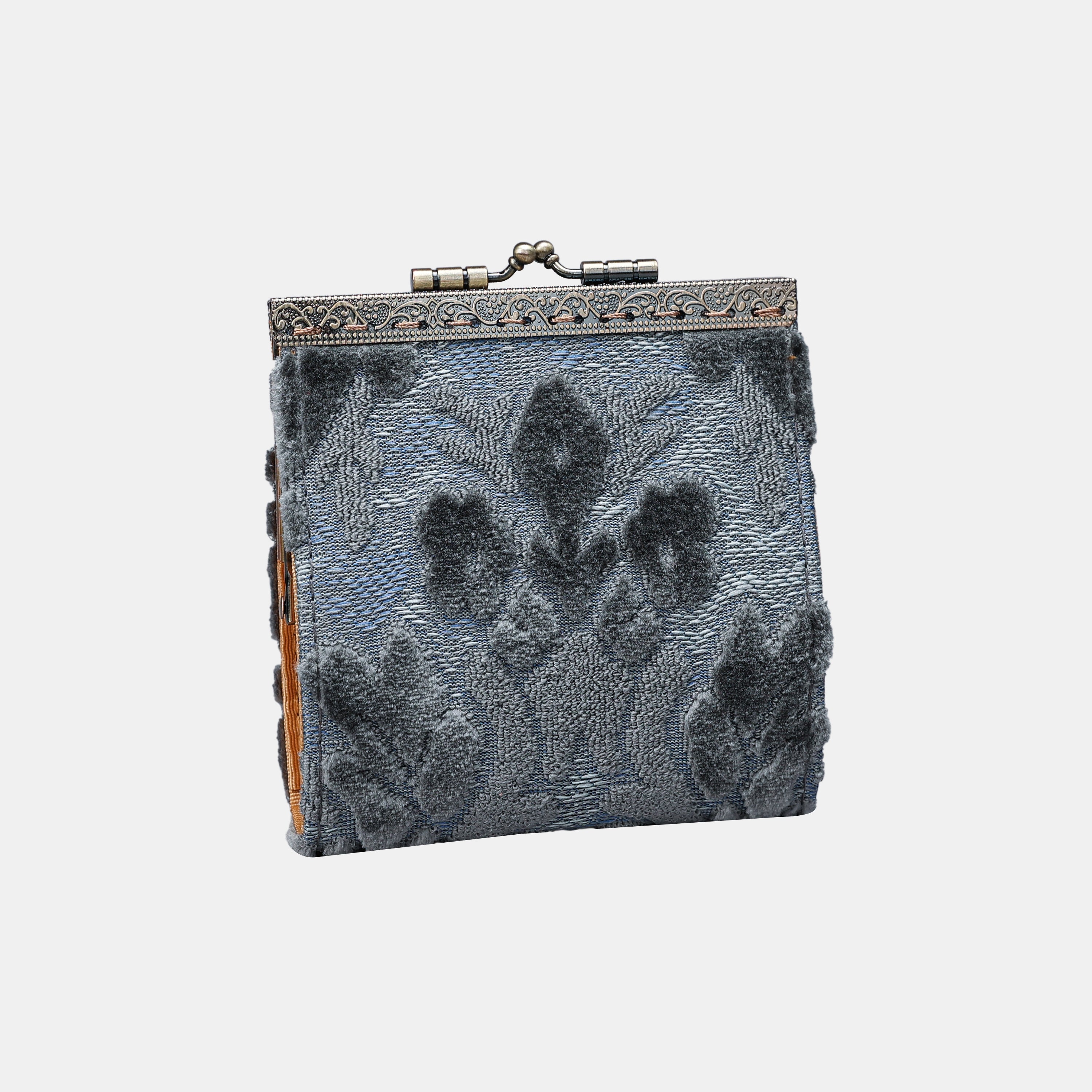 Burnout Velvet Steel Blue Card Wallet MCW Handmade-1