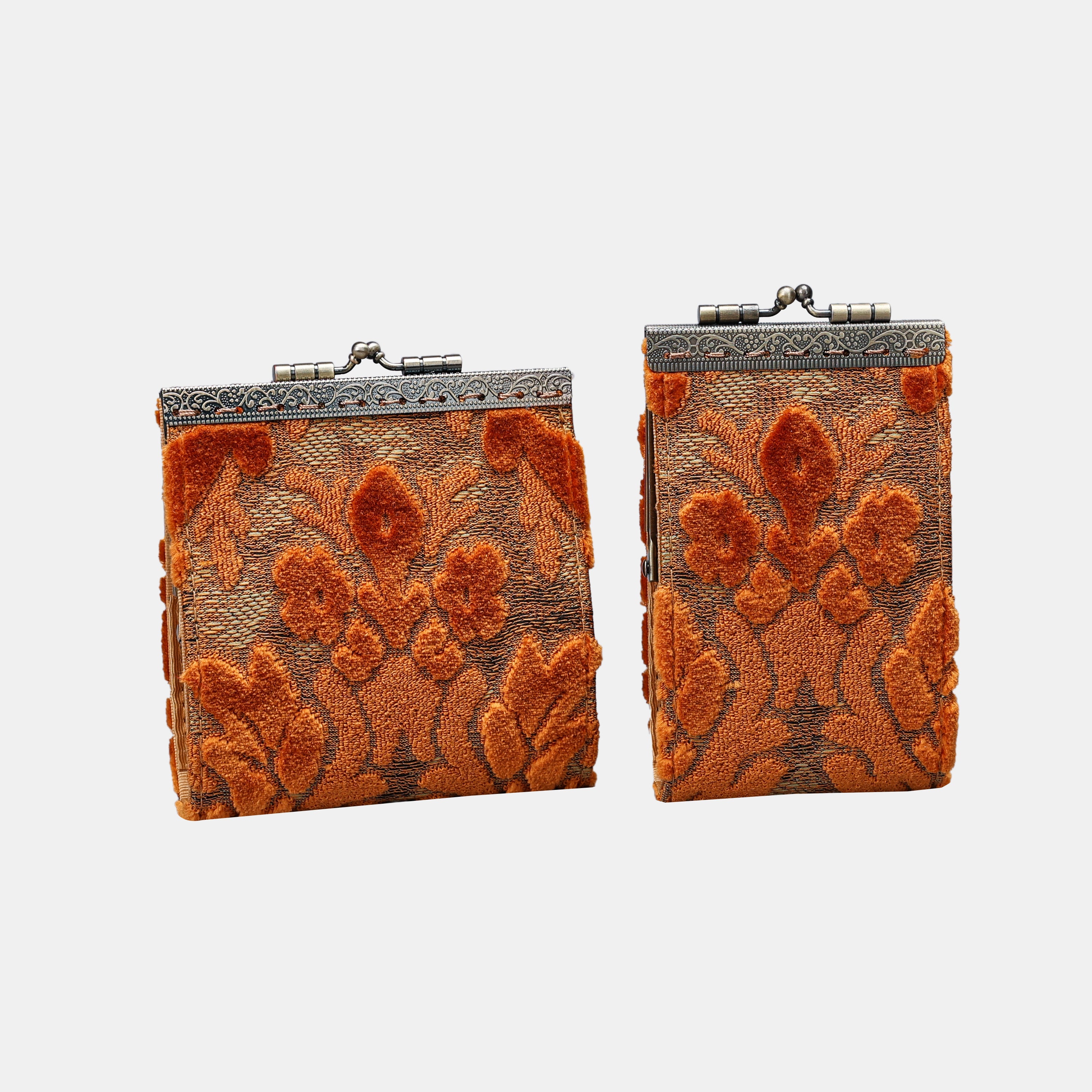 Burnout Velvet Orange Card Wallet MCW Handmade
