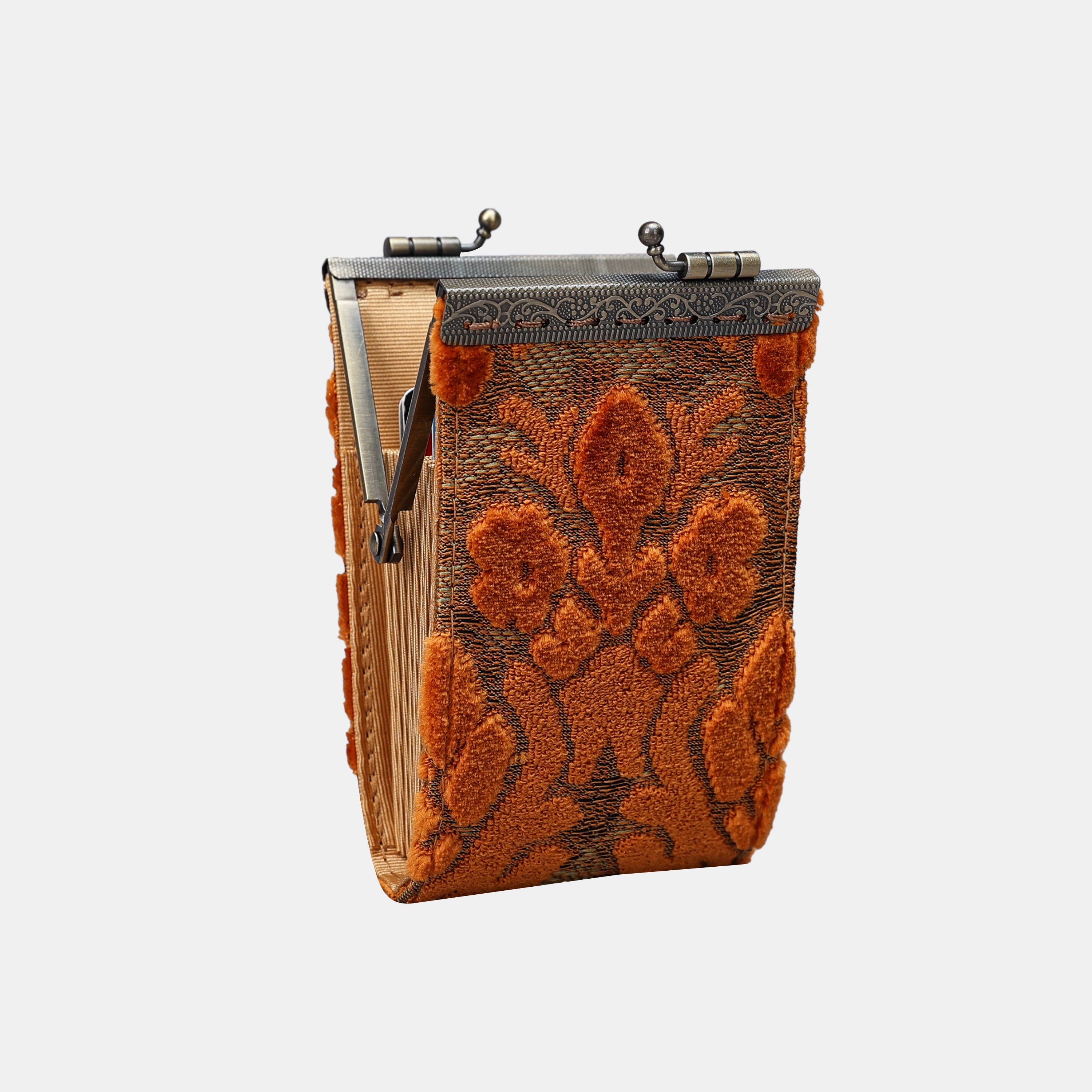 Burnout Velvet Orange Card Wallet MCW Handmade-3