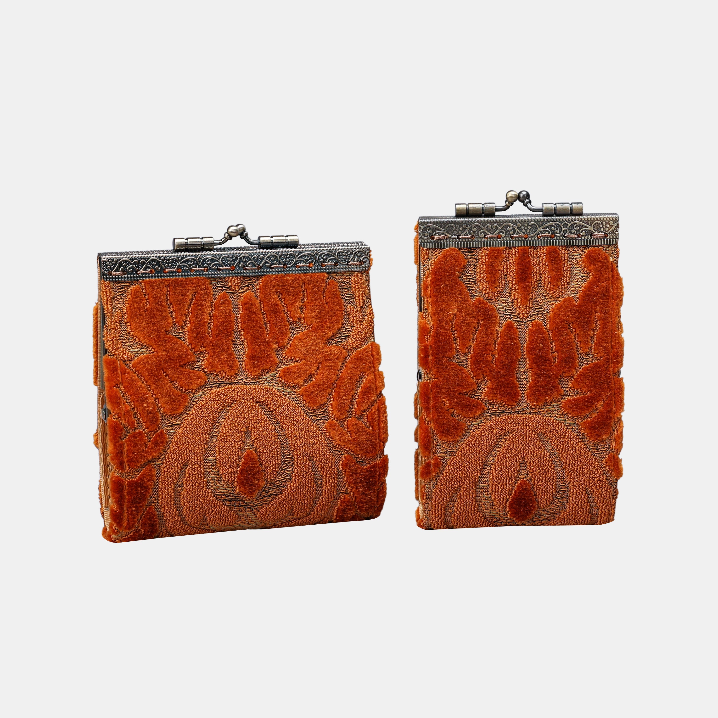 Burnout Velvet Orange Card Wallet MCW Handmade-4