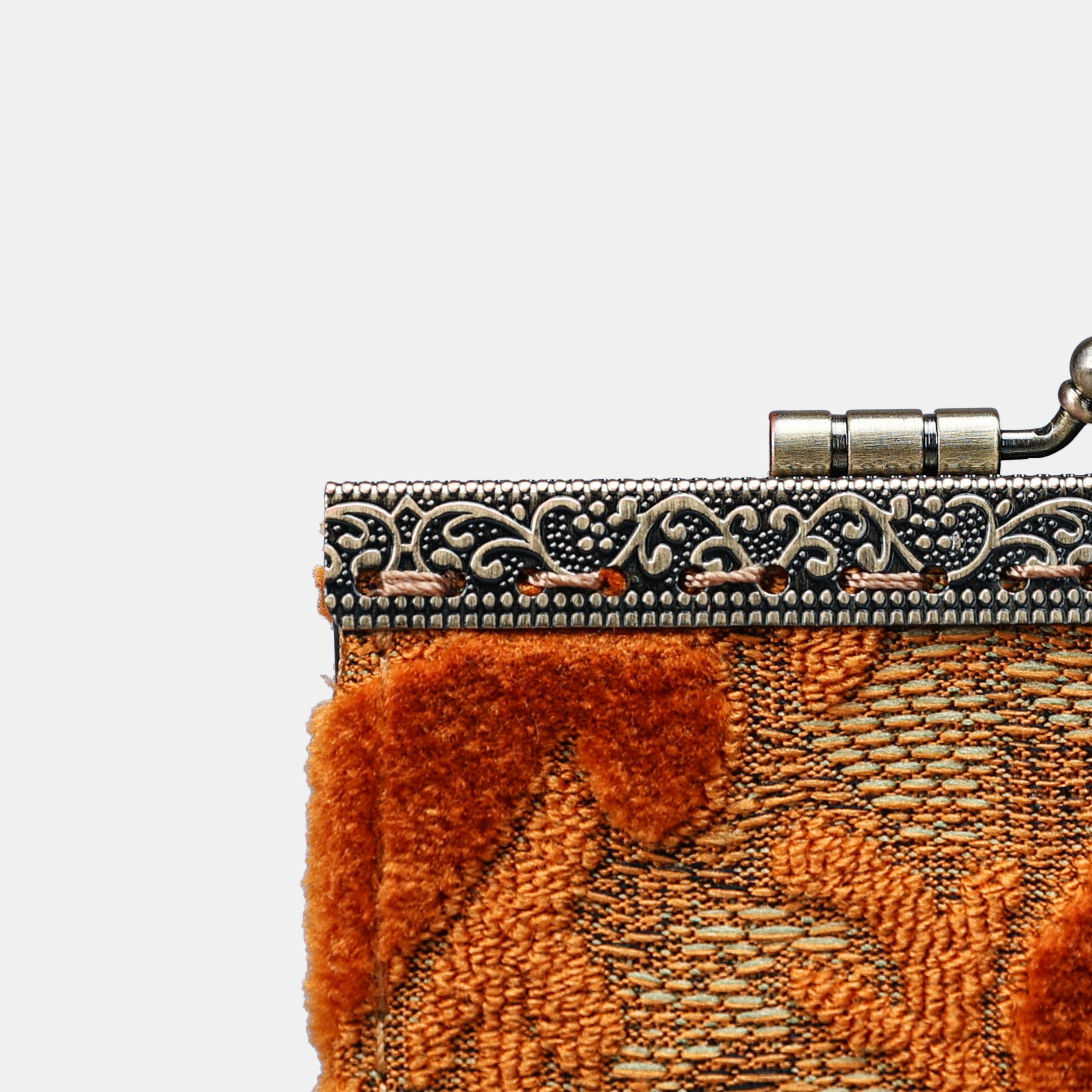 Burnout Velvet Orange Card Wallet MCW Handmade-5