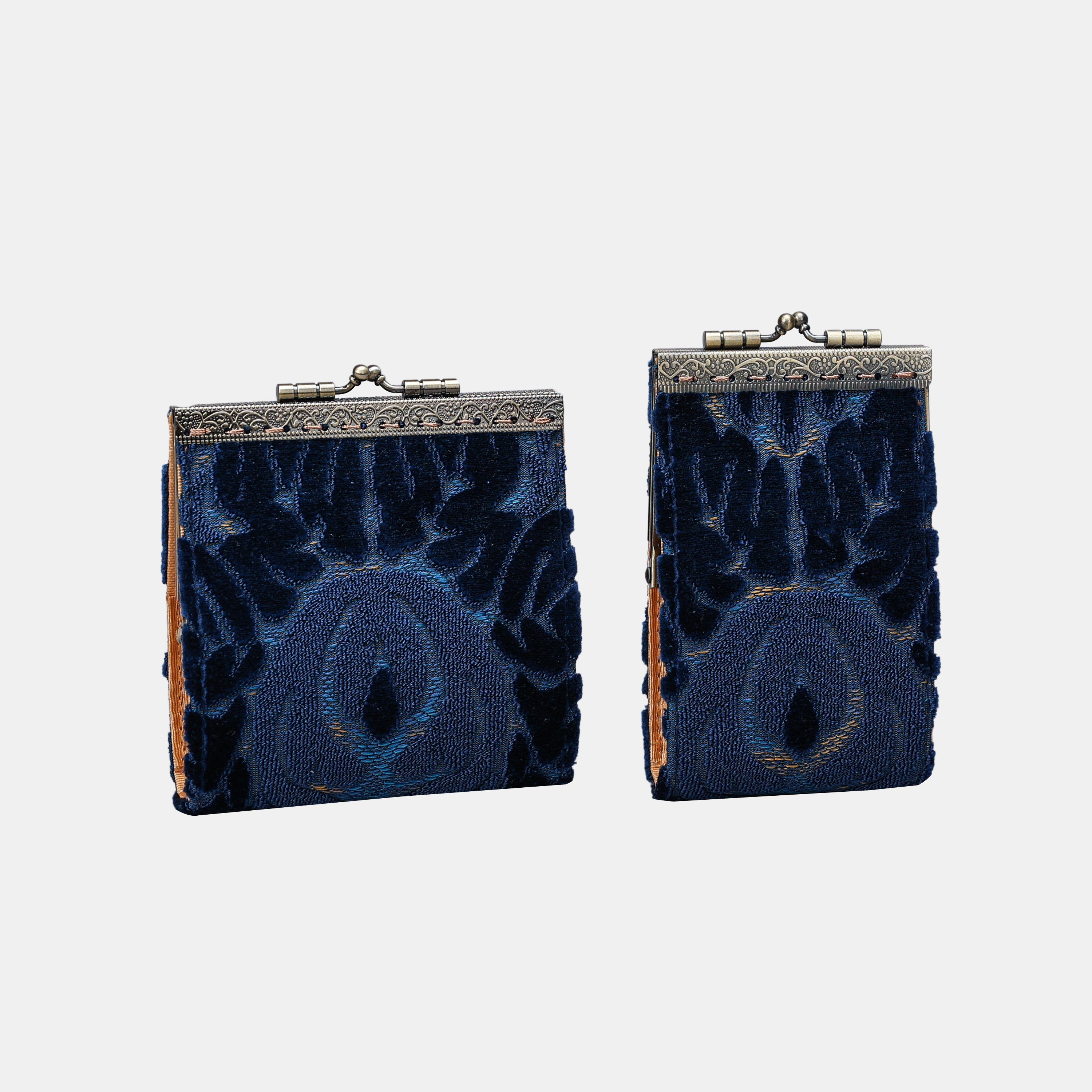 Damask Velvet Royal Blue Card Wallet MCW Handmade-5