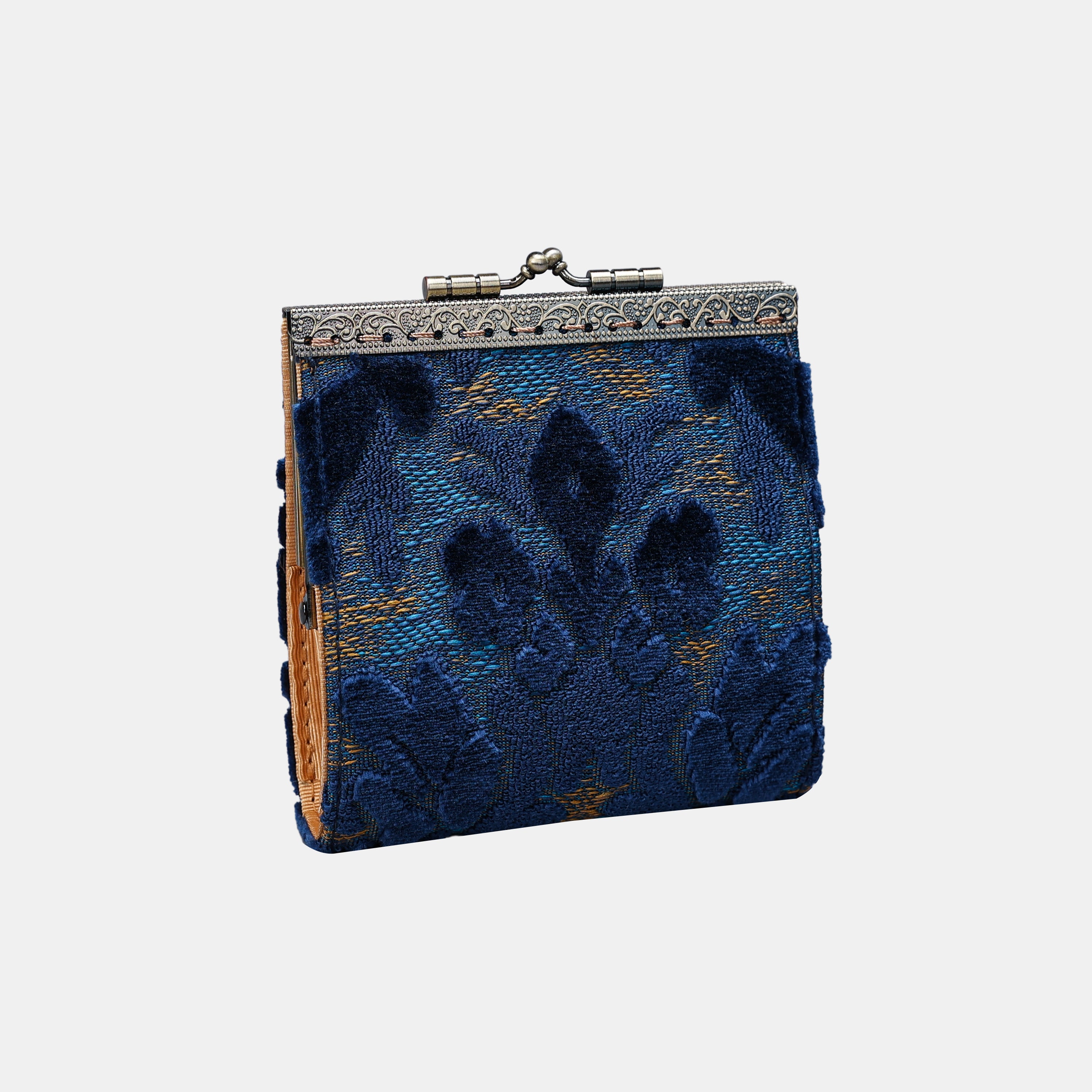 Damask Velvet Royal Blue Card Wallet  MCW Handmade-1