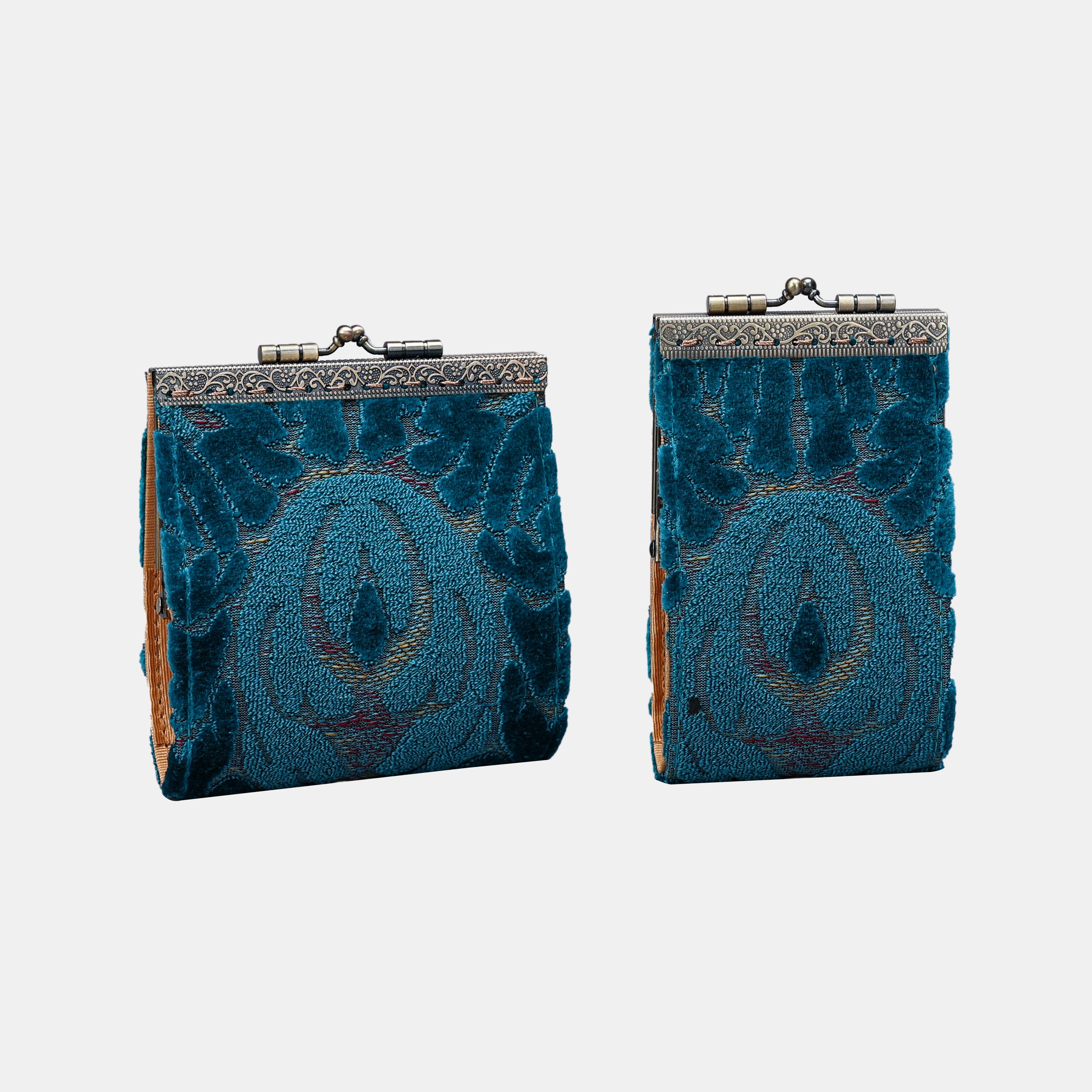 Burnout Velvet Aqua Blue Card Wallet MCW Handmade-5
