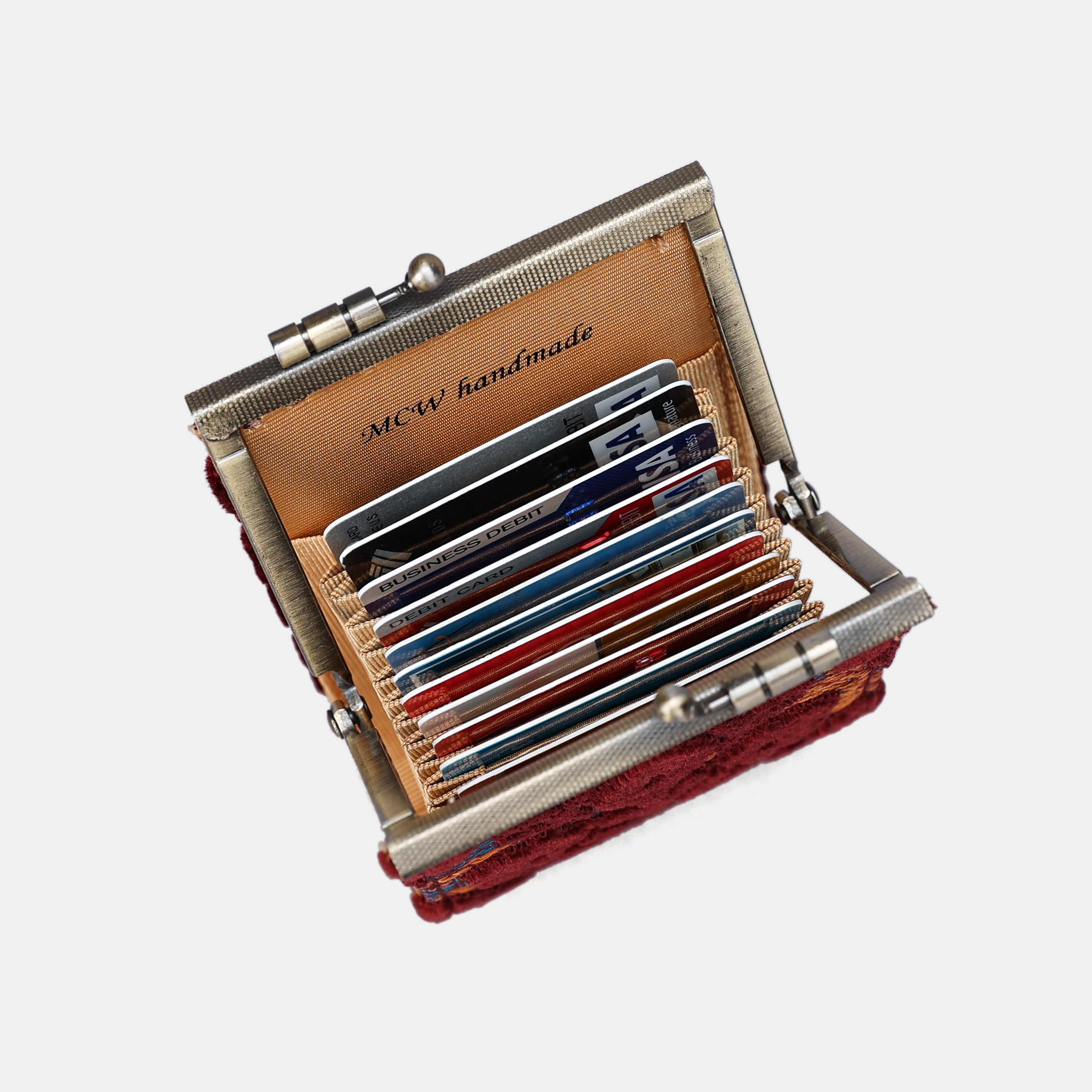 Burnout Velvet Wine Card Wallet MCW Handmade-6