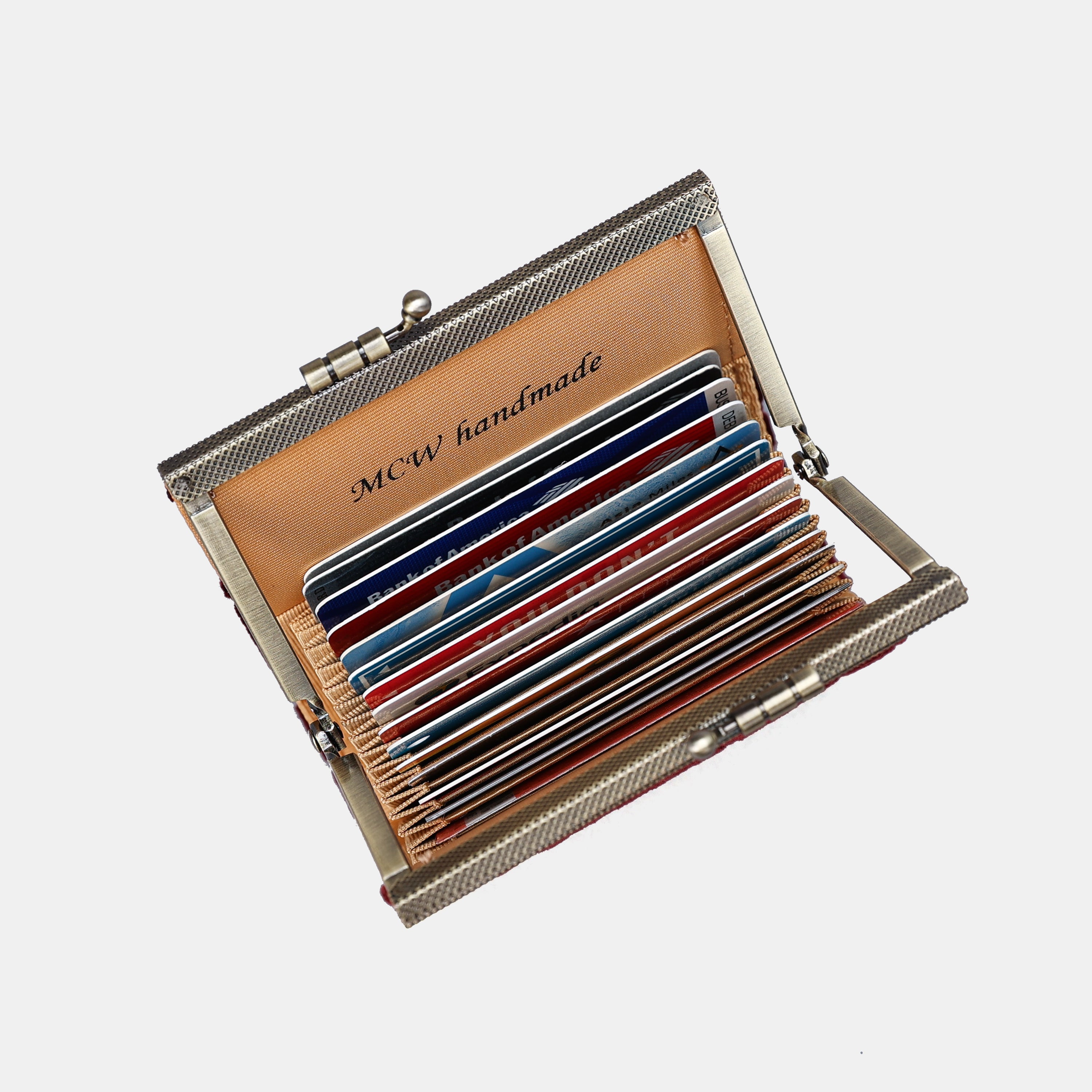 Burnout Velvet Wine Card Wallet MCW Handmade-5