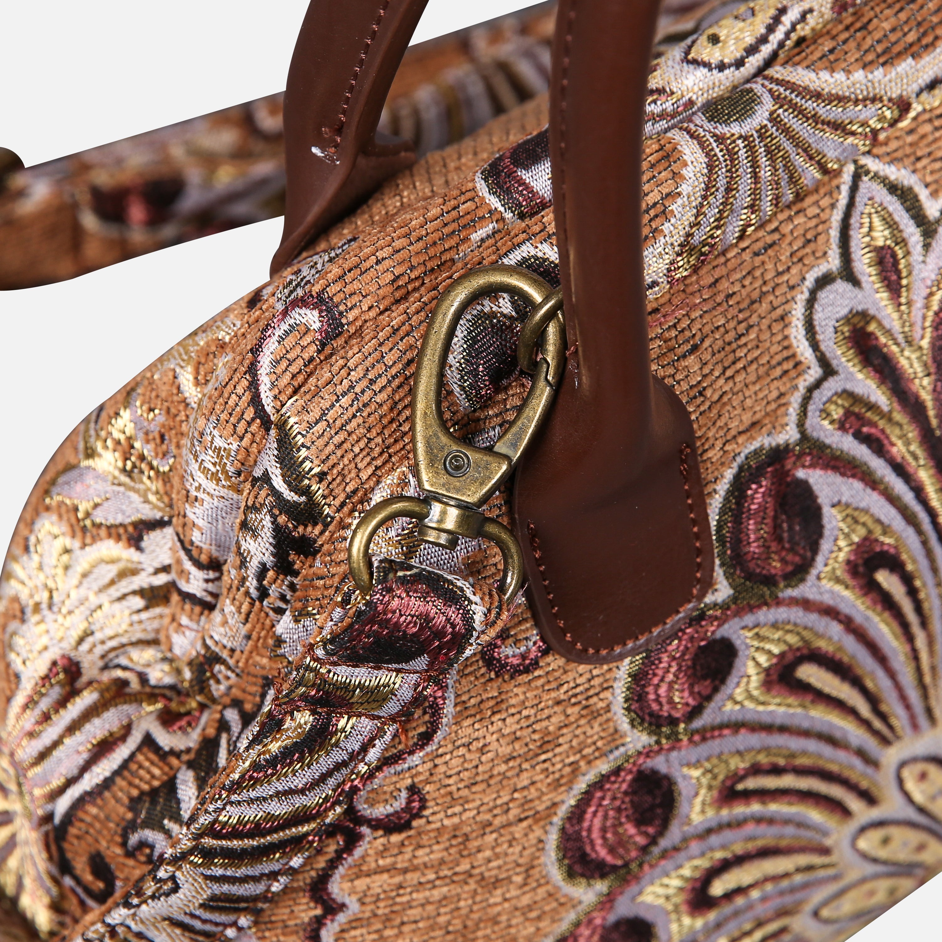 Chateau Nostalgia Brown Carpet Satchel carpet bag MCW Handmade-5