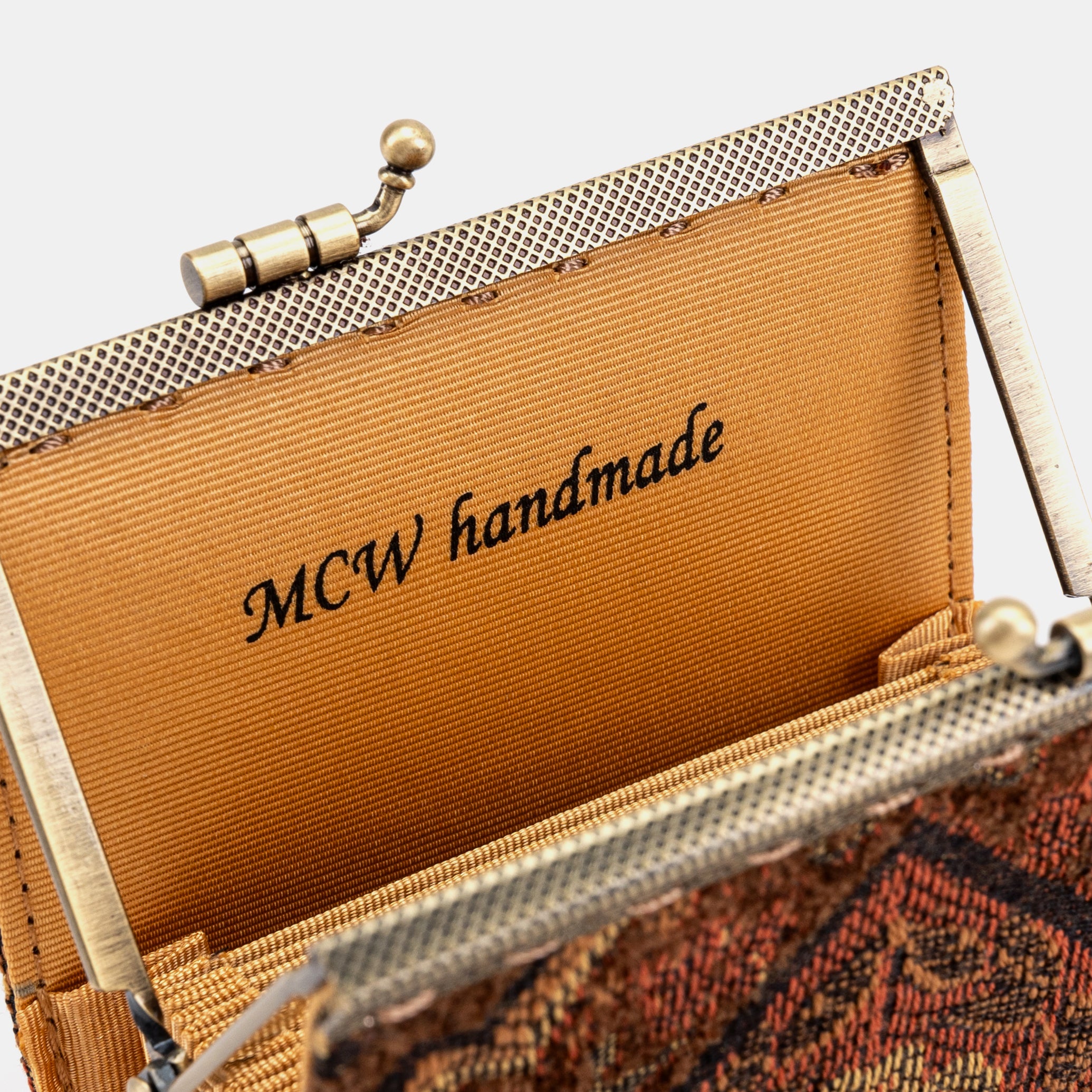 Damask D. Brown Card Wallet Carpetbag of America detail