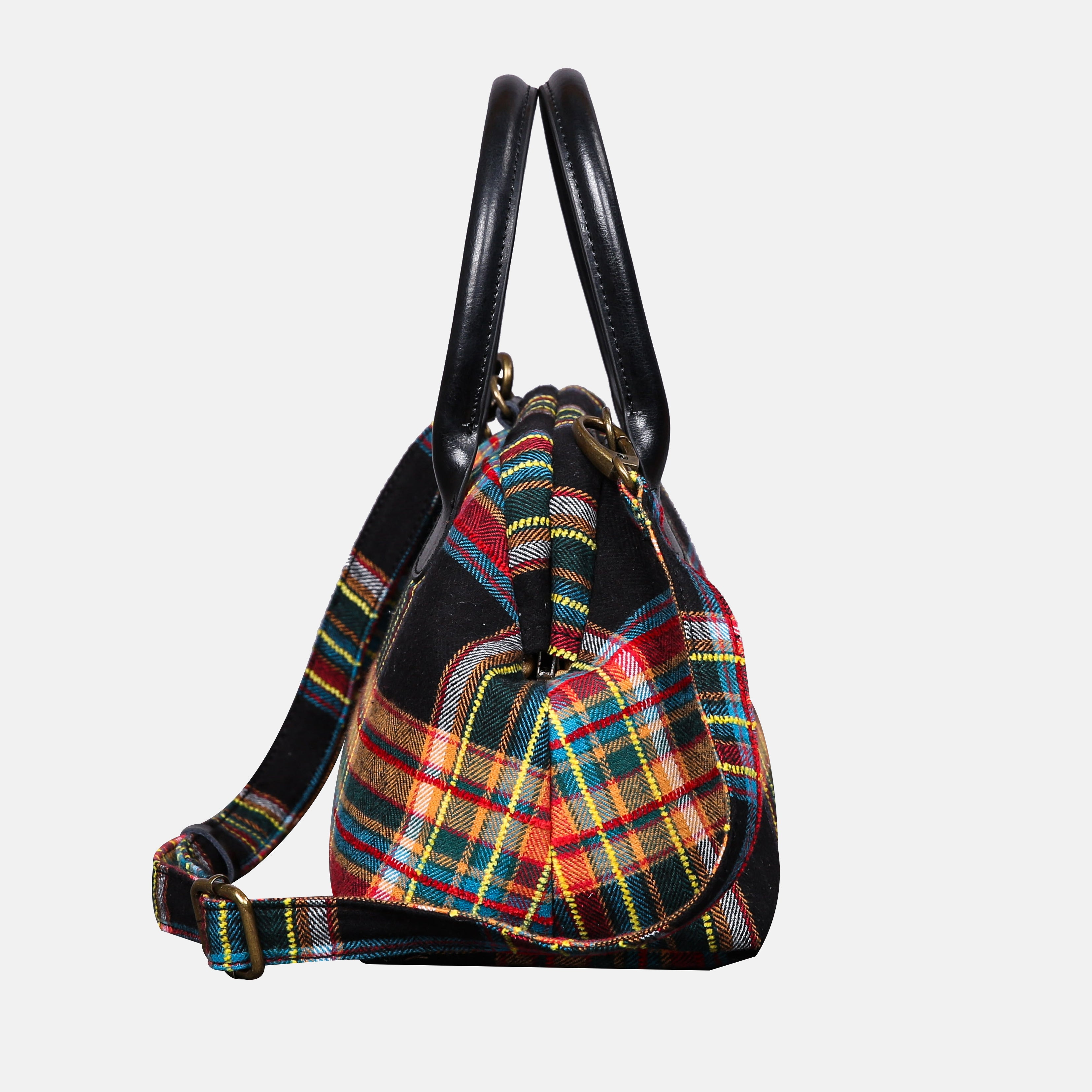 Tartan Stewart Black Carpet Satchel carpet bag MCW Handmade