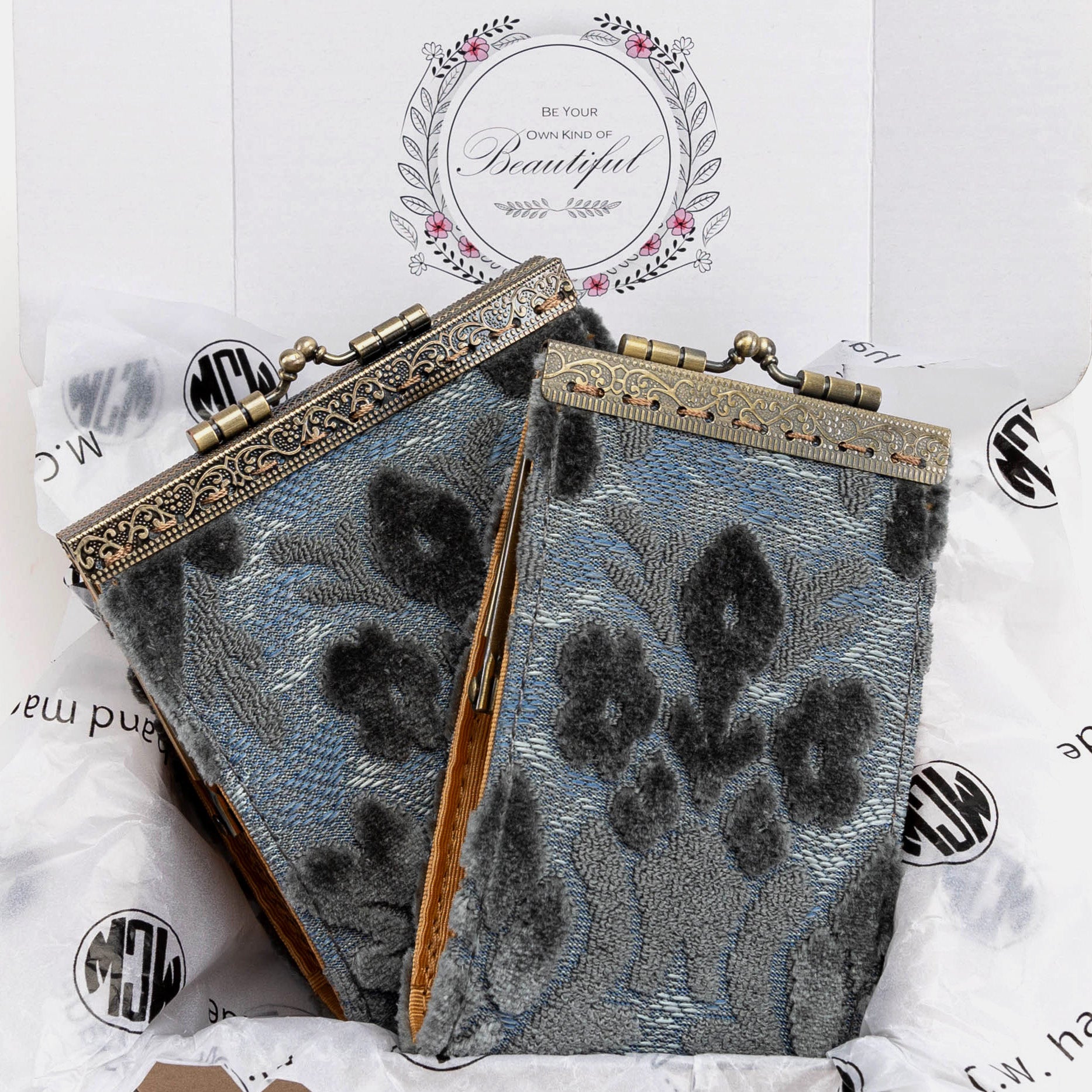Burnout Velvet Steel Blue Card Wallet