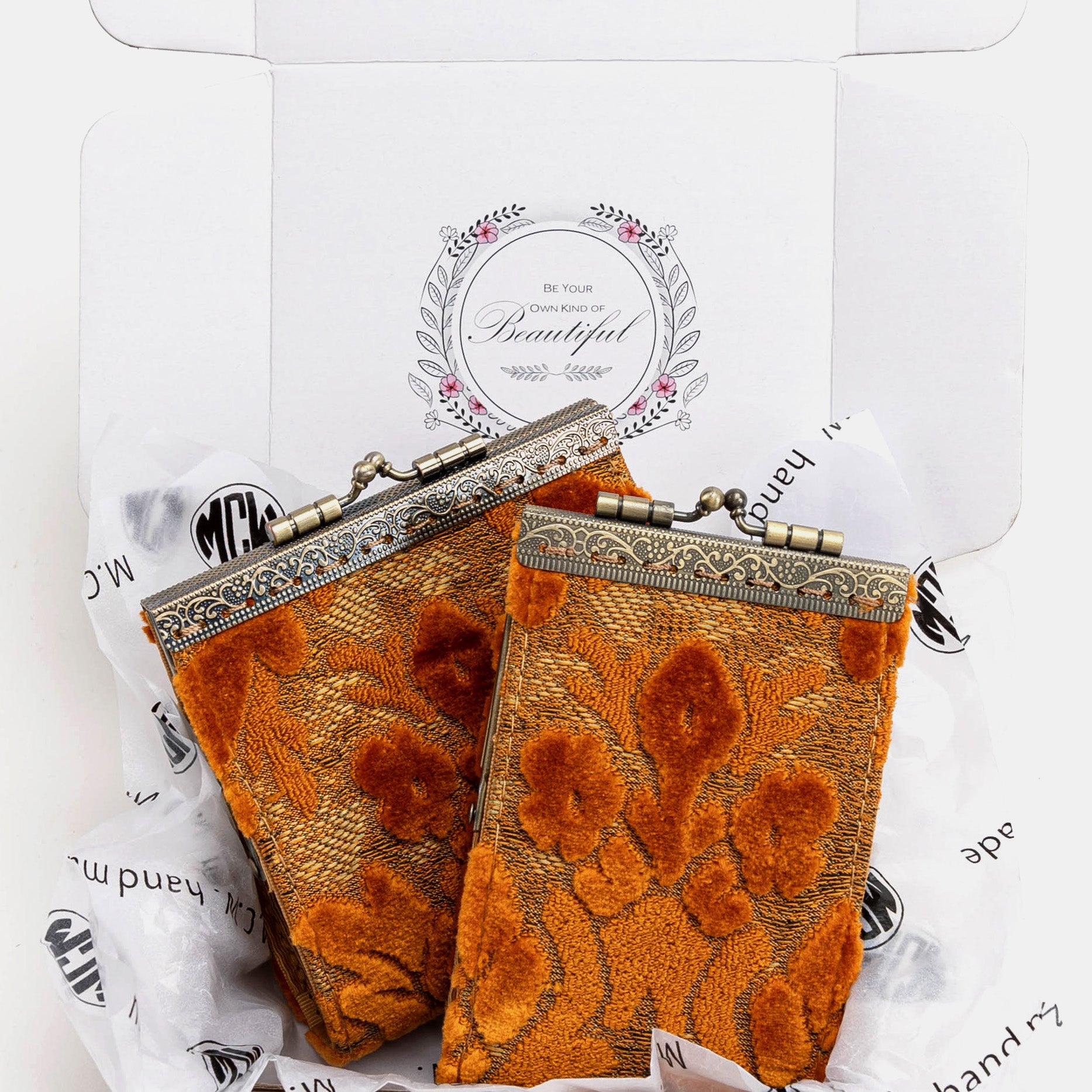Burnout Velvet Orange Card Wallet