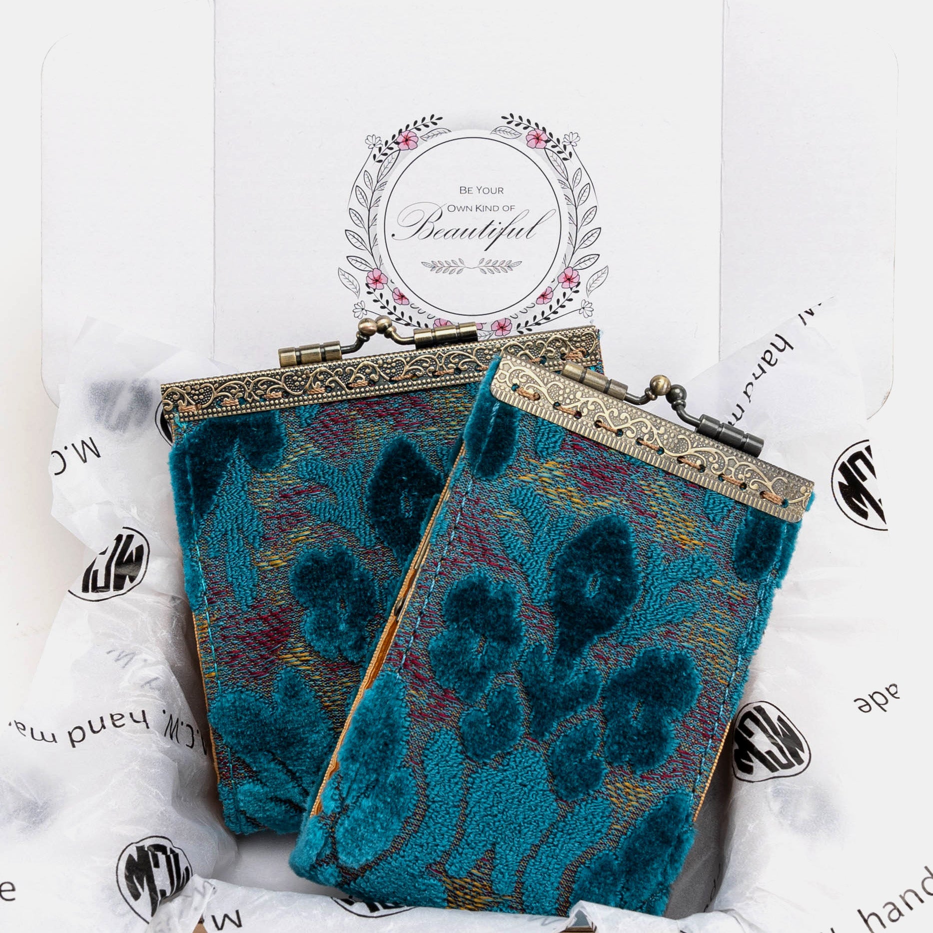 Burnout Velvet Aqua Blue Card Wallet