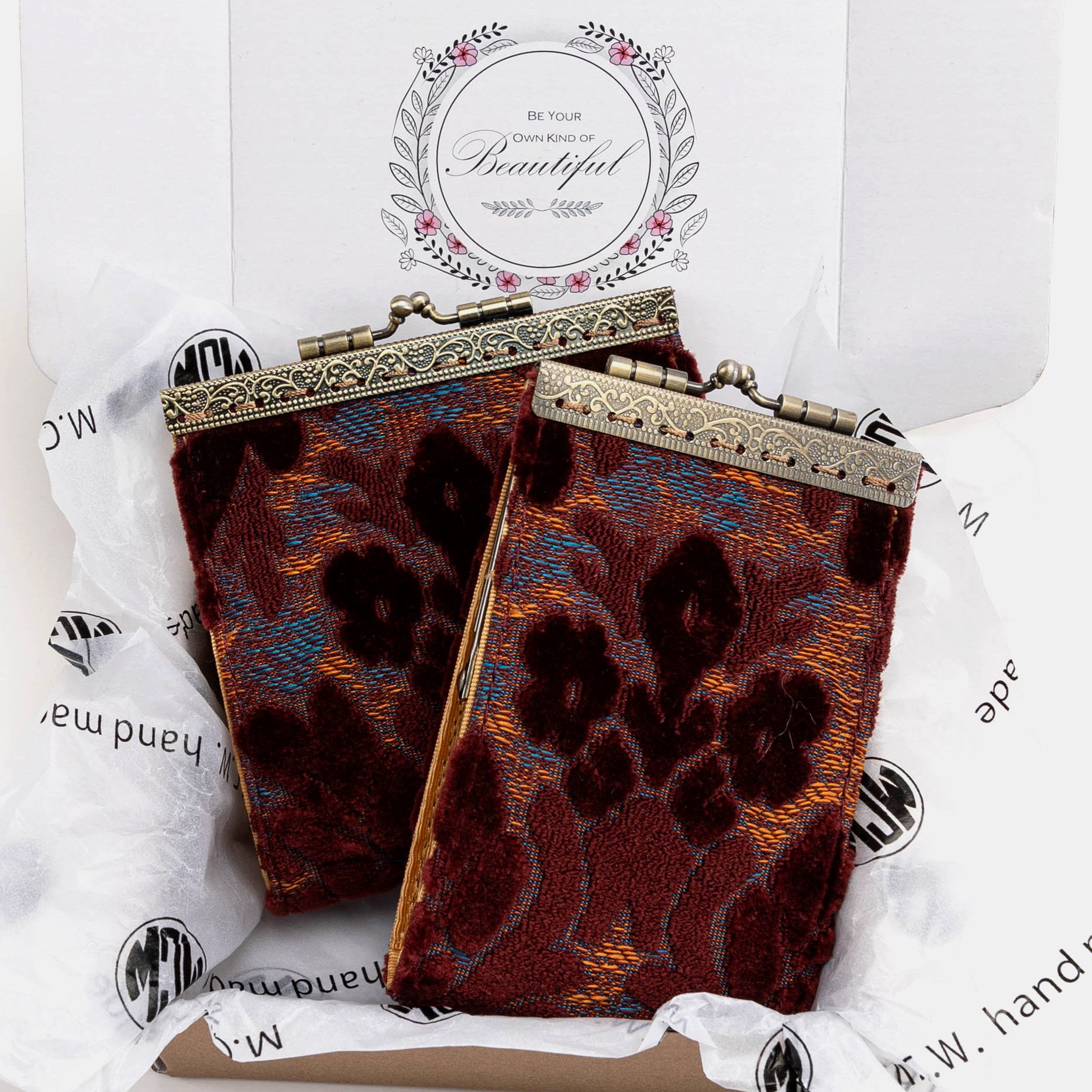 Burnout Velvet Wine Card Wallet