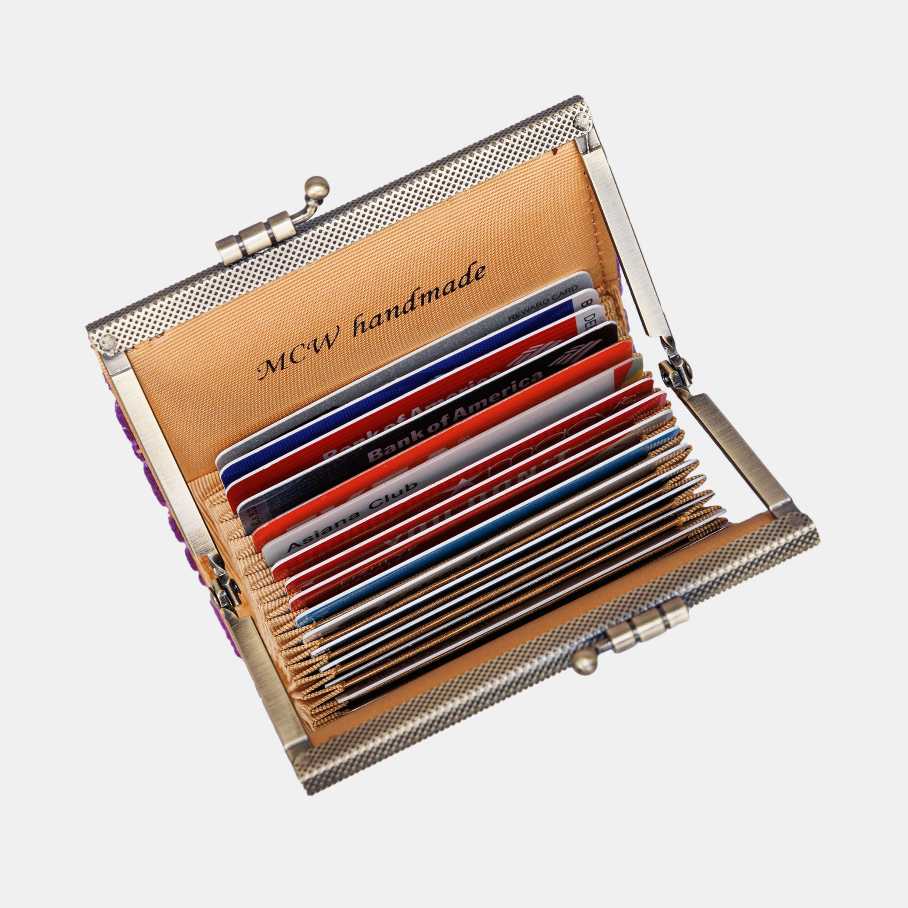 Burnout Velvet Purple Card Wallet MCW Handmade-3
