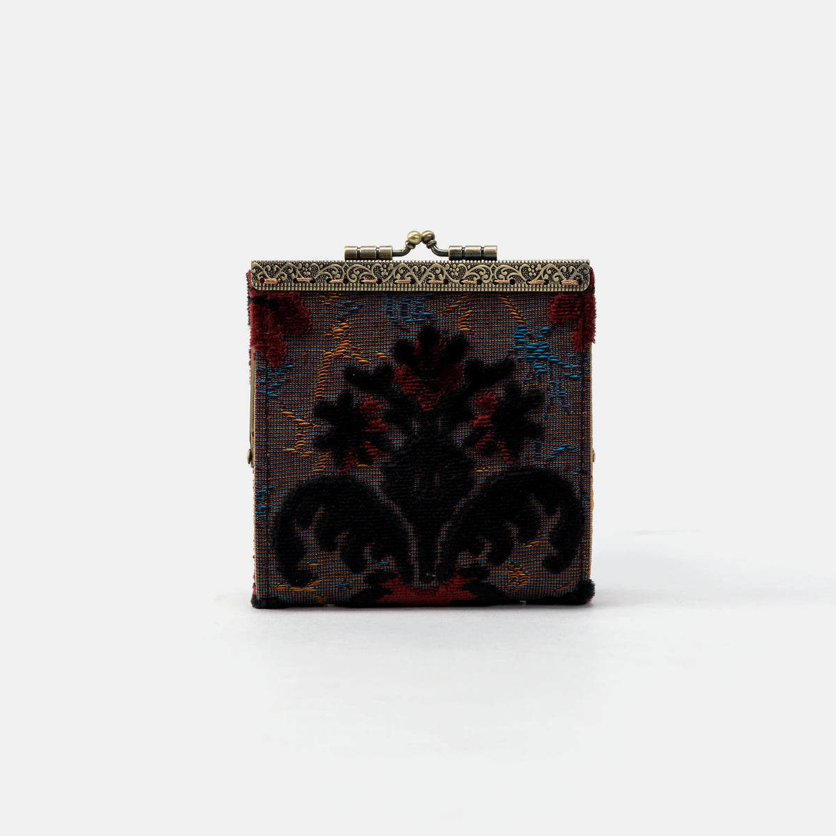 Burnout Velvet Revival Sephia Card Wallet Carpetbag of America 17 slots main