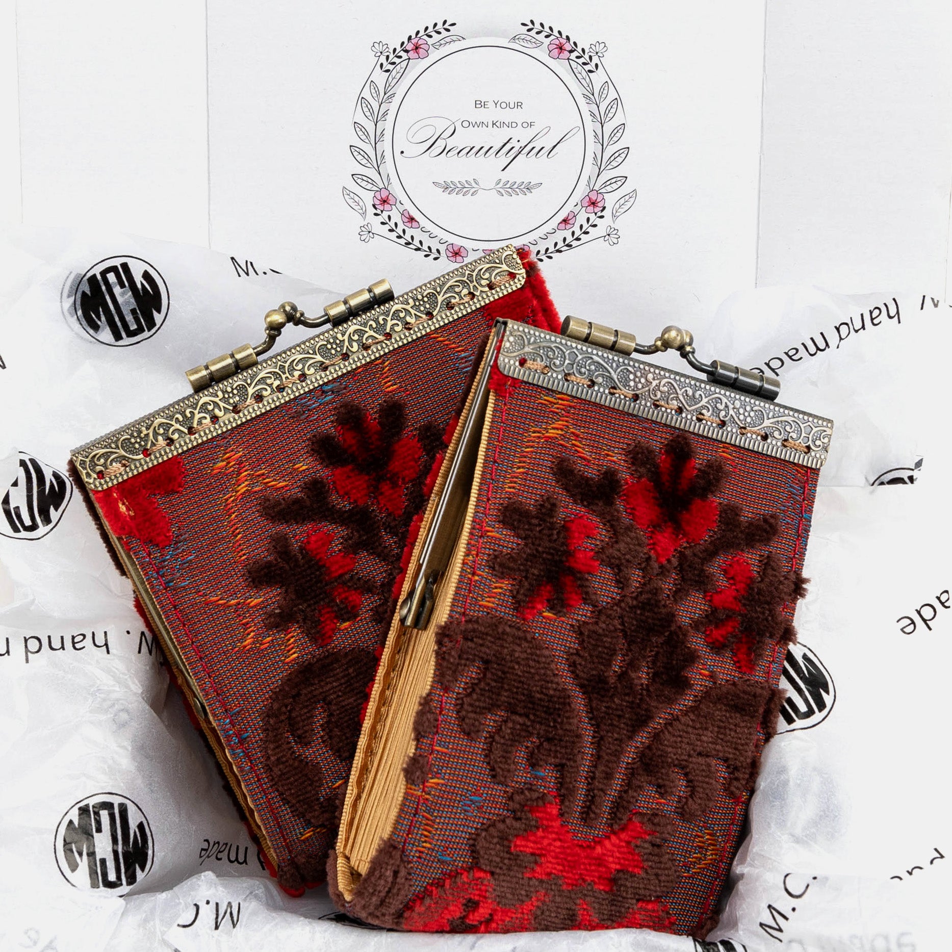 Burnout Velvet Revival Scarlet Card Wallet