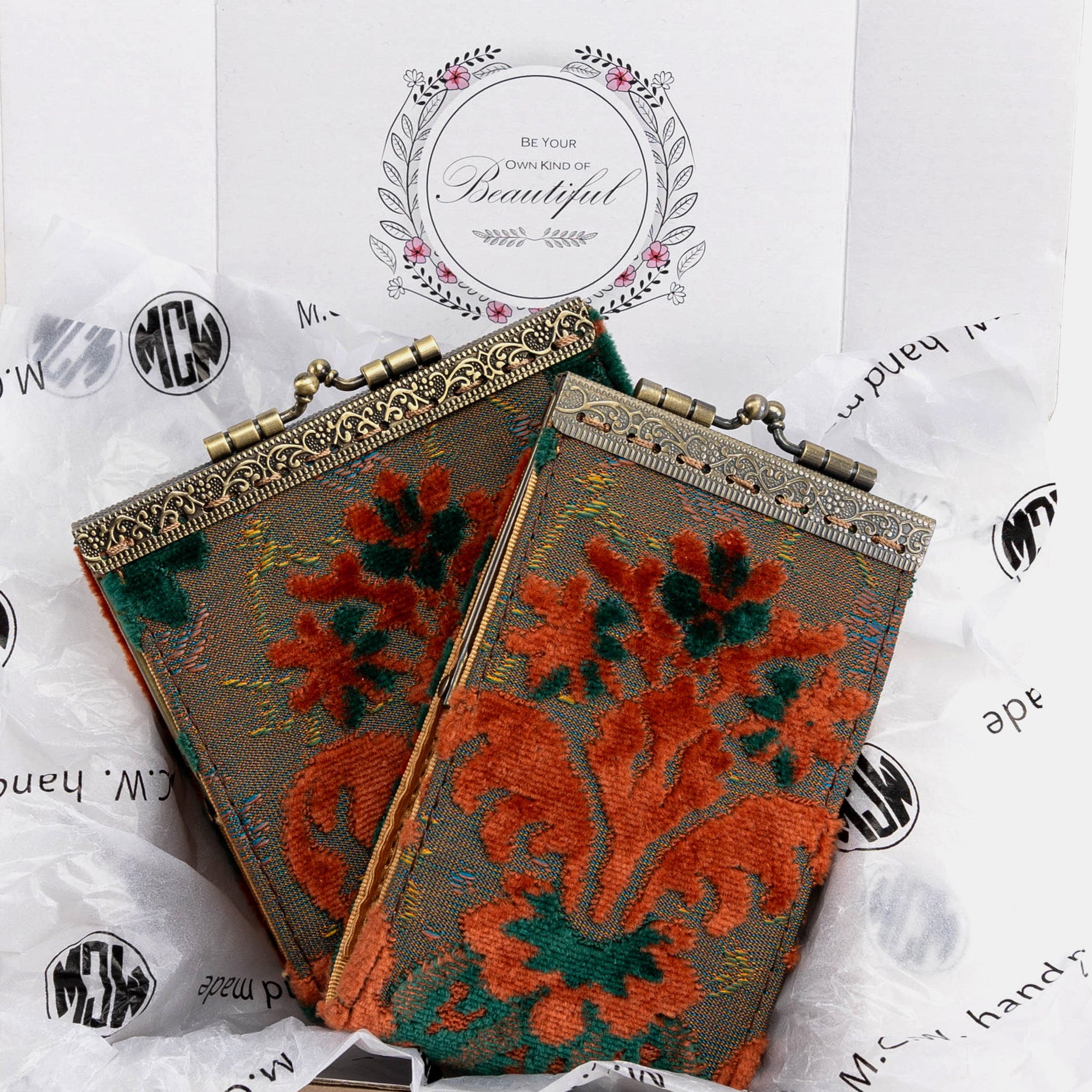 Burnout Velvet Revival Jade Card Wallet