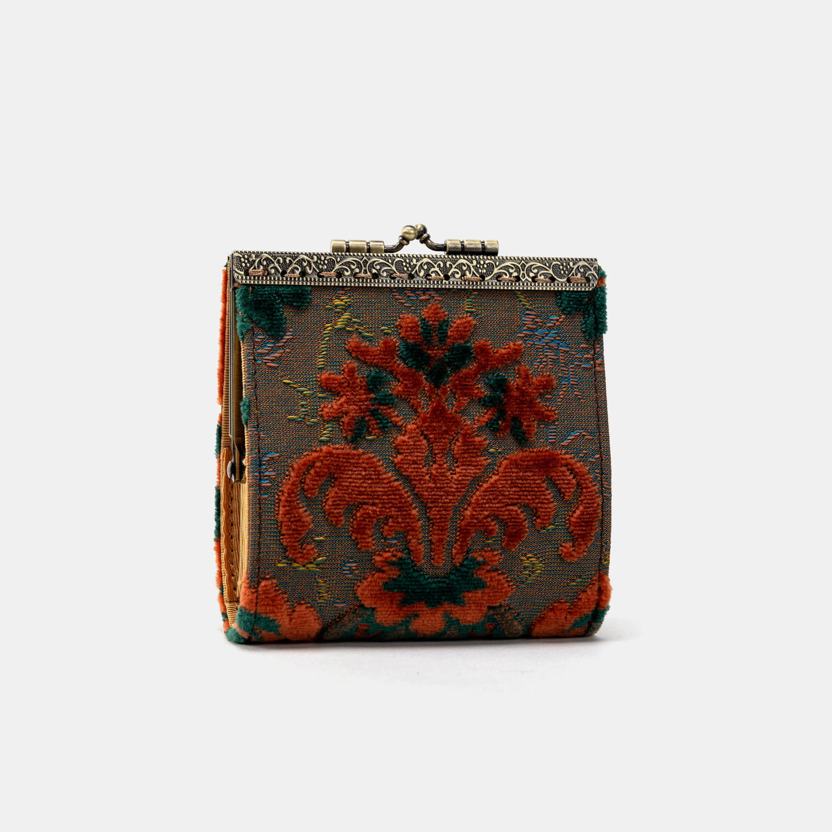 Burnout Velvet Revival Jade Card Wallet Carpetbag of America 17 slots main