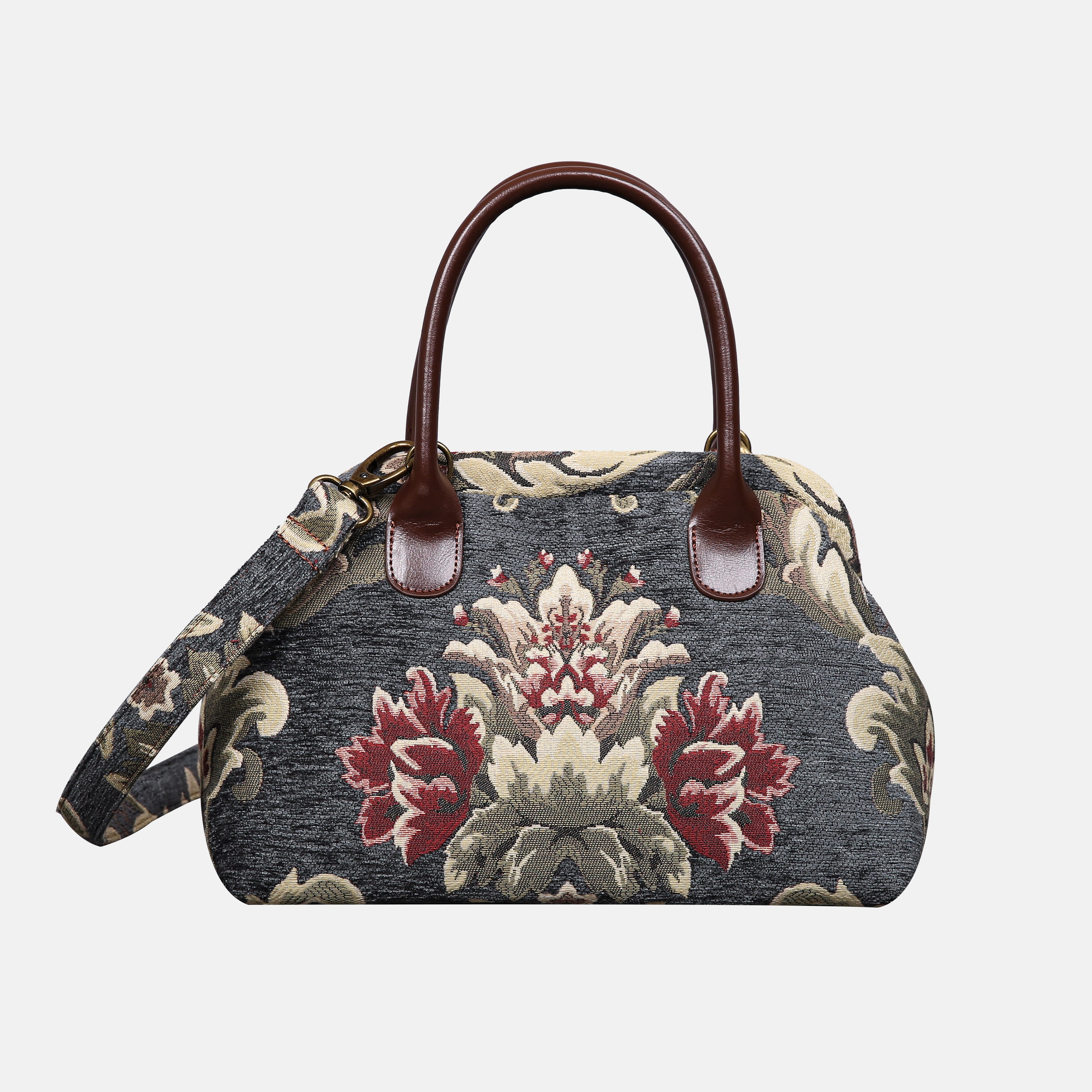 Floral Green Gray Carpet Satchel carpet bag MCW Handmade