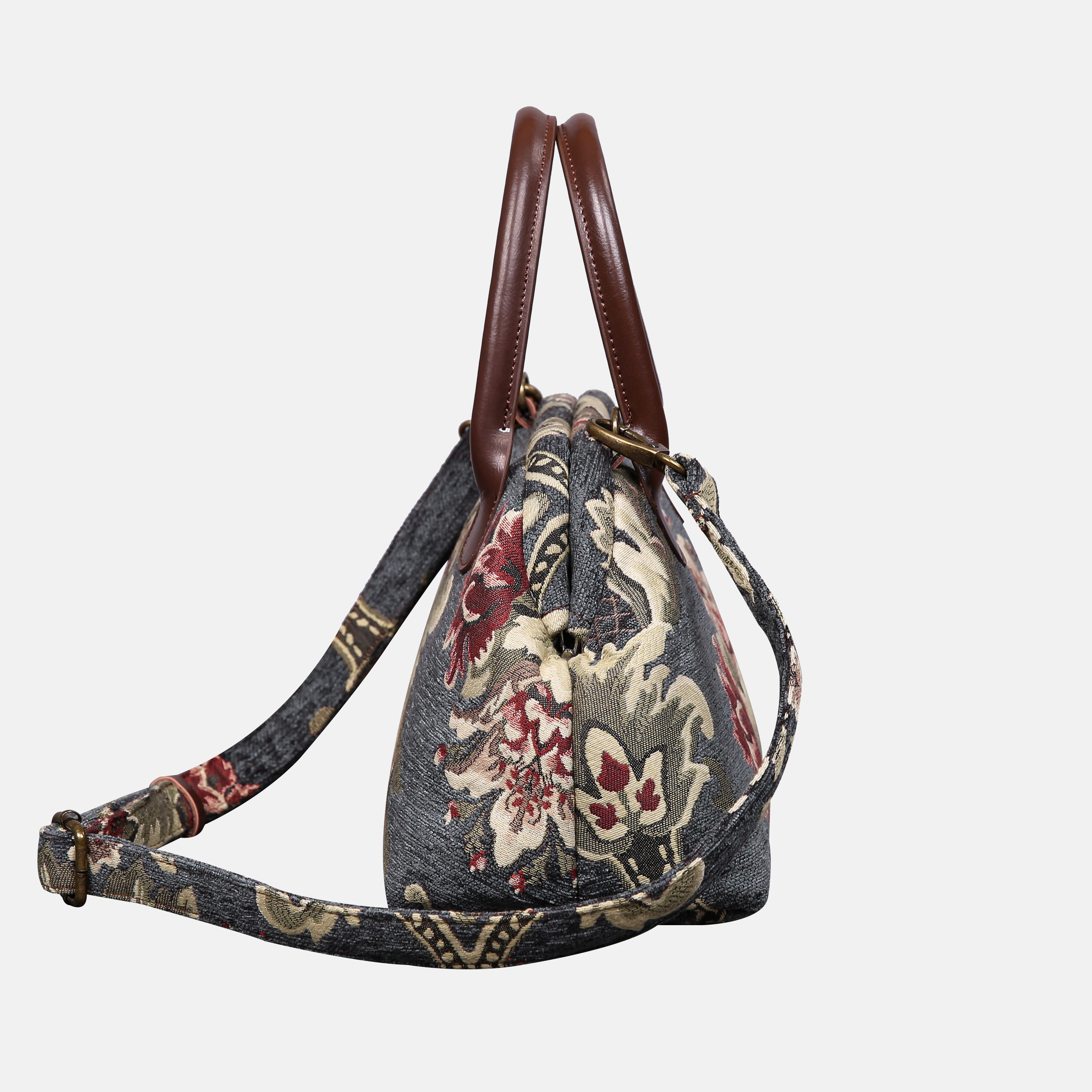 Floral Green Gray Carpet Satchel carpet bag MCW Handmade-2