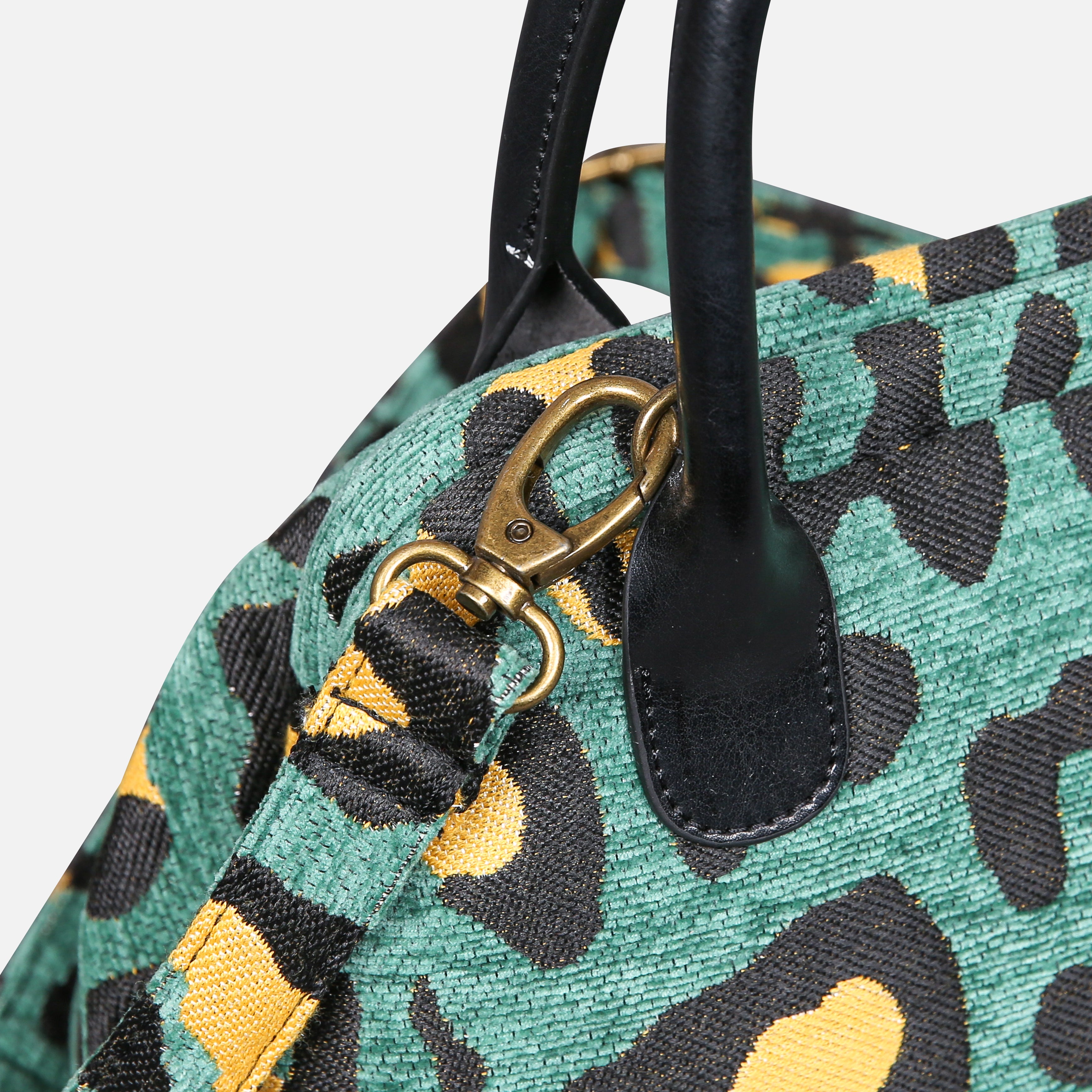 Leopard Green Carpet Satchel carpet bag MCW Handmade-5