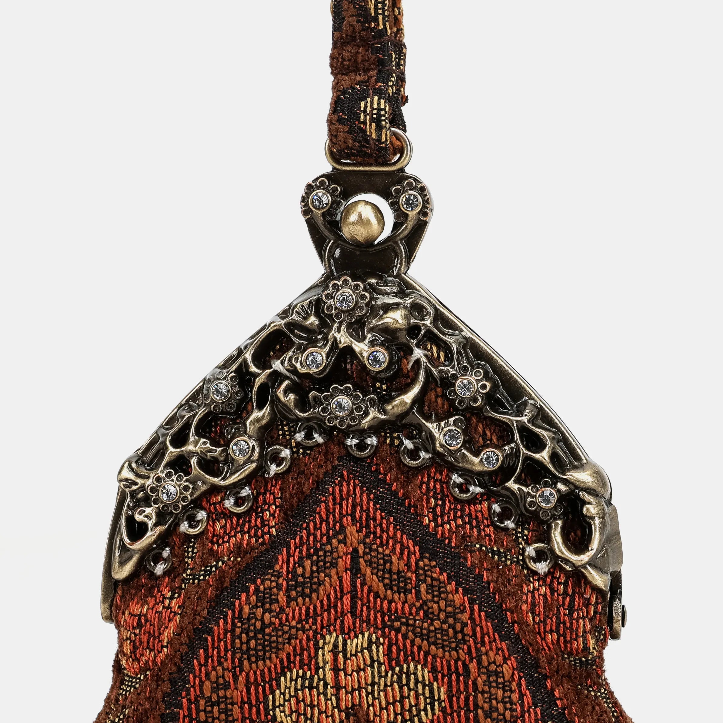 Damask D. Brown Chatelaine Purse Wristlet Bag detail