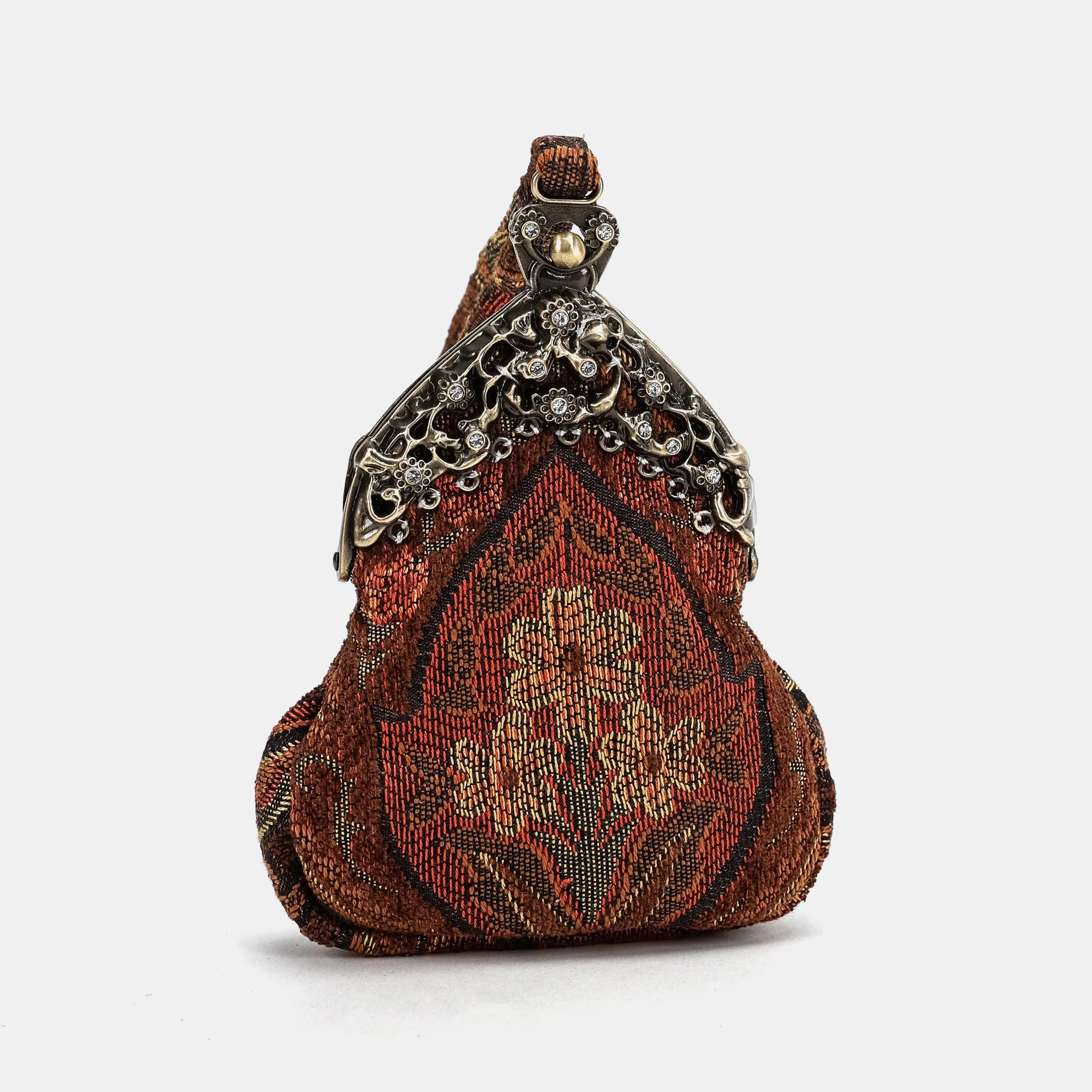 Damask D. Brown Chatelaine Purse Wristlet Bag back