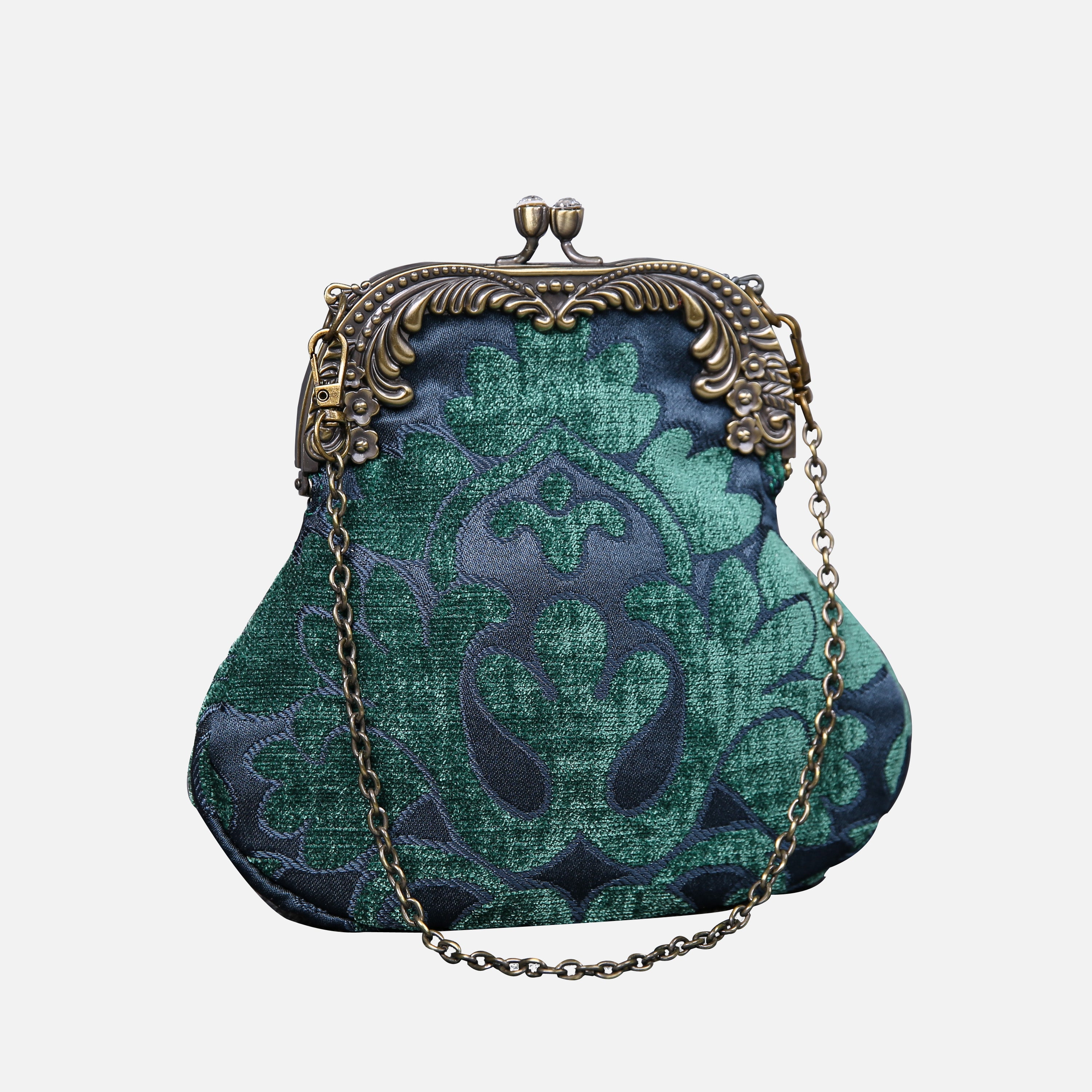 Queen Hunter Green Chatelaine Purse Medium carpet bag MCW Handmade