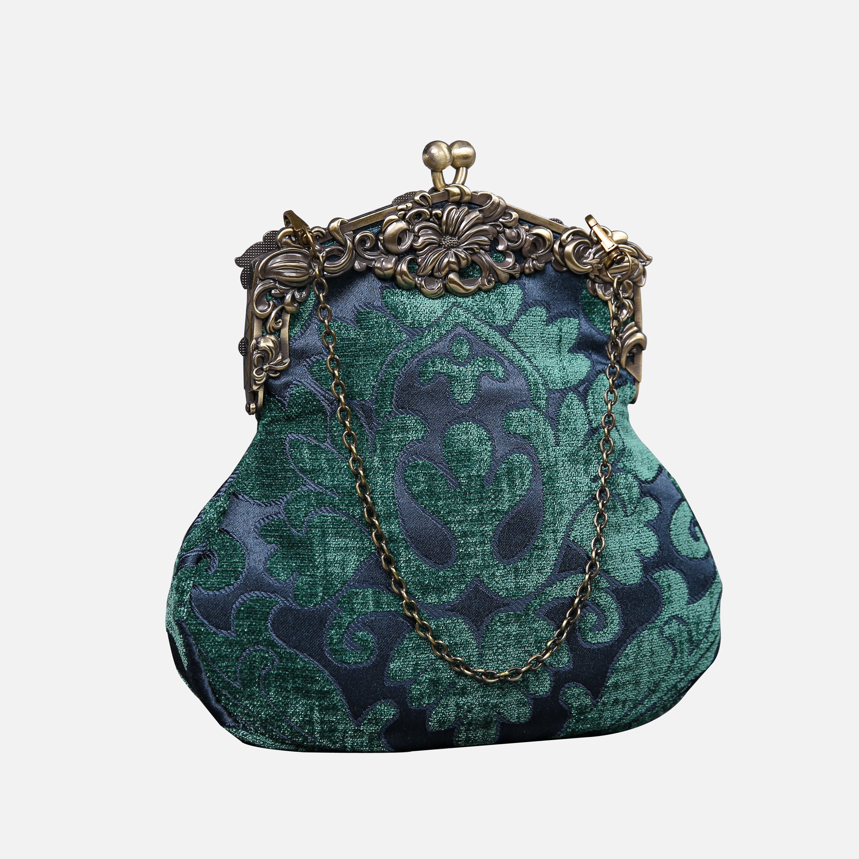 Queen Hunter Green Chatelaine Purse Large carpet bag MCW Handmade