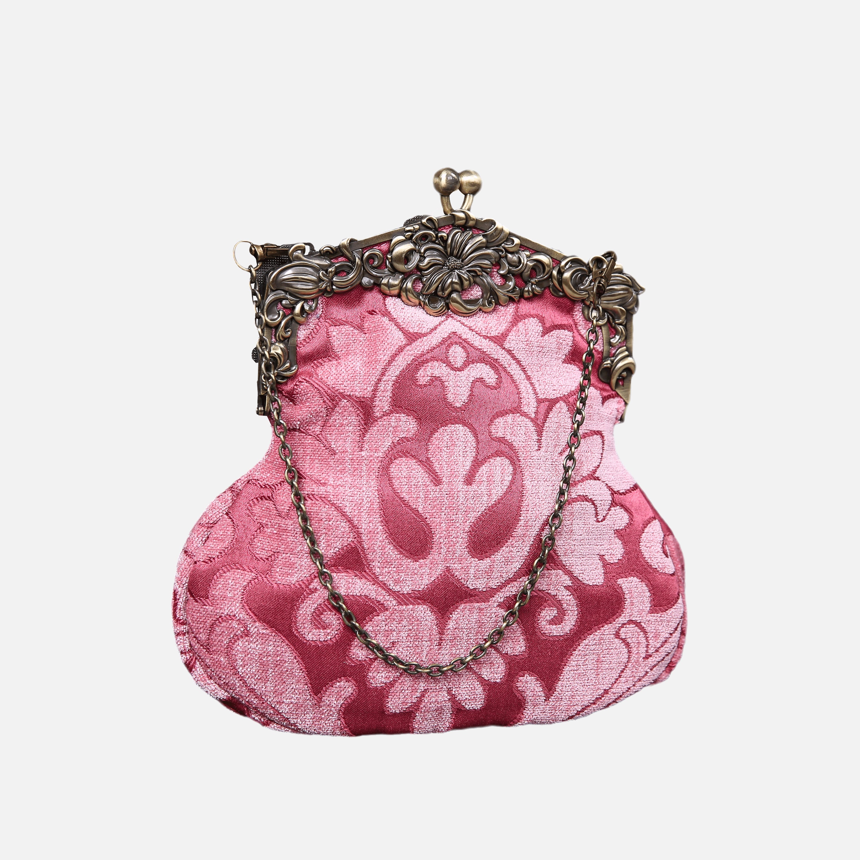 Queen Rose Pink Chatelaine Purse Large carpet bag MCW Handmade